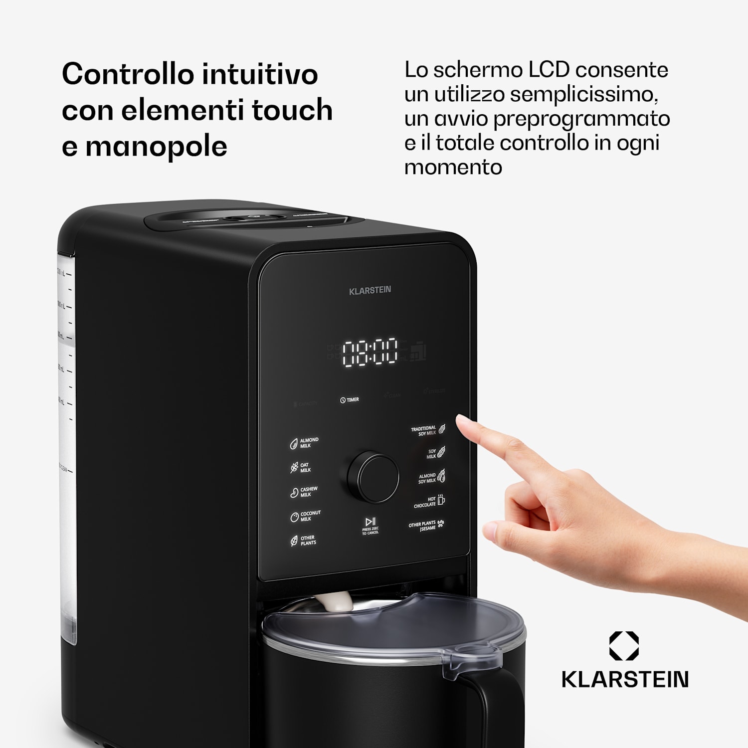 Marcia Touch automa per latte di noci 1,2 litri 6 lame in acciaio inox 1200 W 10 + 2 programmi 