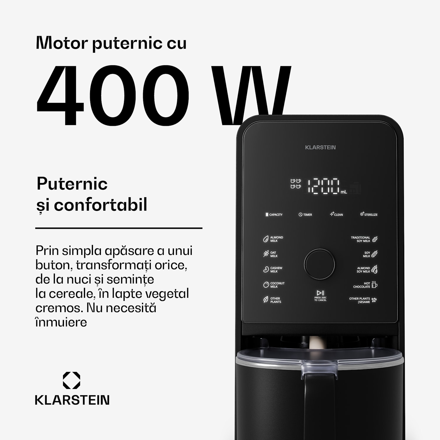 Marcia Touch aparat pentru lapte de nuci 1,2 litri, 6 lame din oțel inoxidabil, 1200 W, 10 + 2 programe 