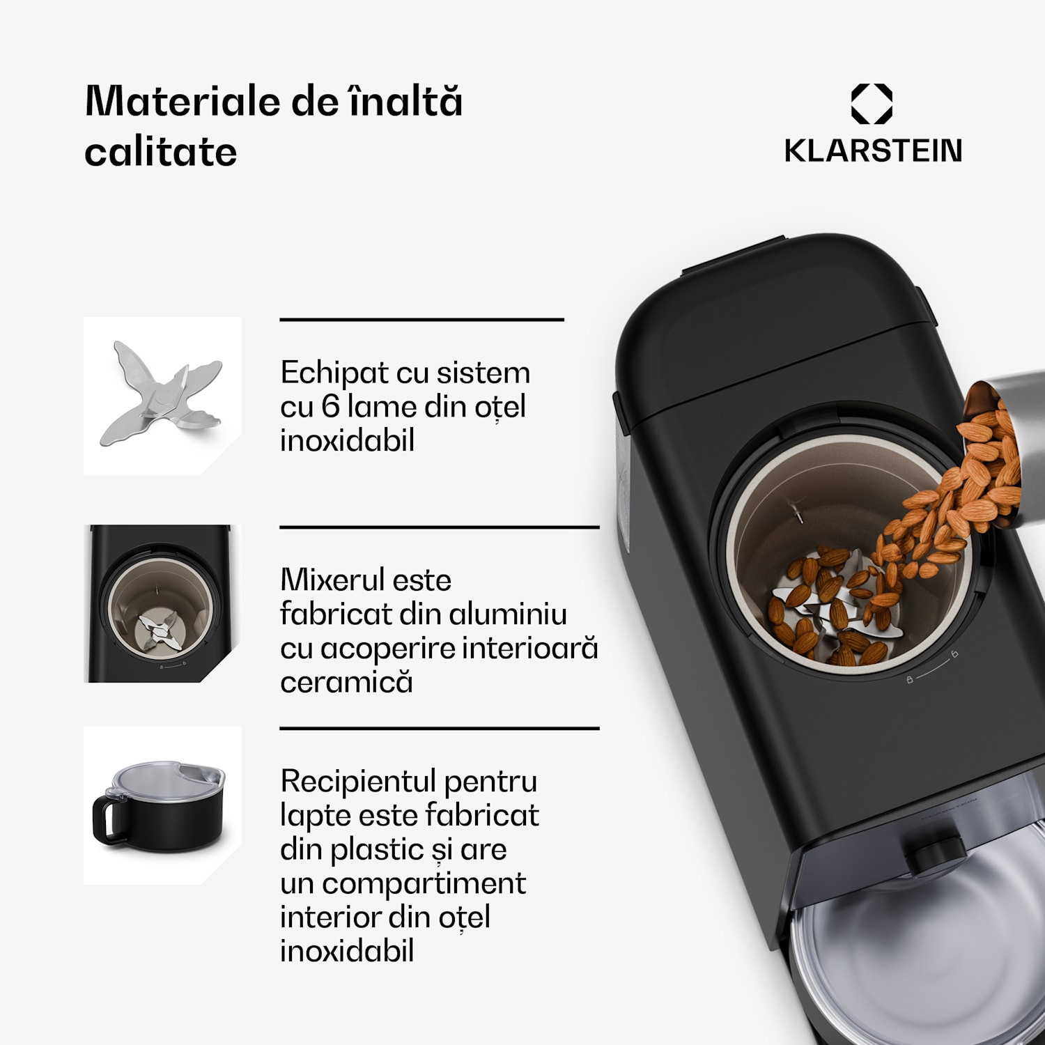 Marcia Touch aparat pentru lapte de nuci 1,2 litri, 6 lame din oțel inoxidabil, 1200 W, 10 + 2 programe 