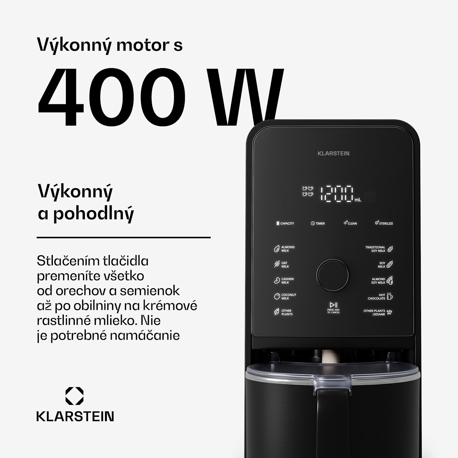 Marcia Touch automat na orechové mlieko 1,2 l, 6 nerezových nožov, 1200 W, 10 + 2 programy 