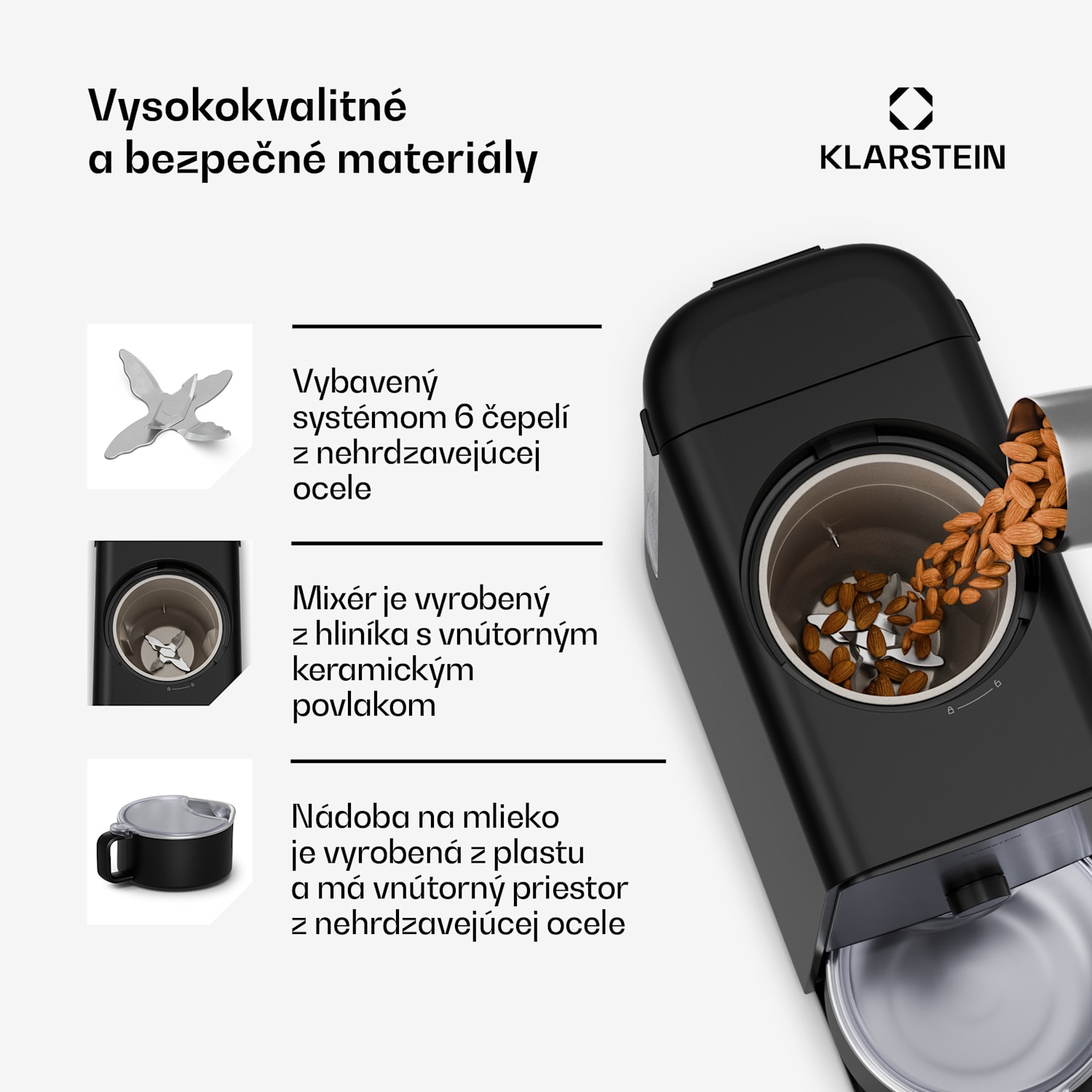 Marcia Touch automat na orechové mlieko 1,2 l, 6 nerezových nožov, 1200 W, 10 + 2 programy 