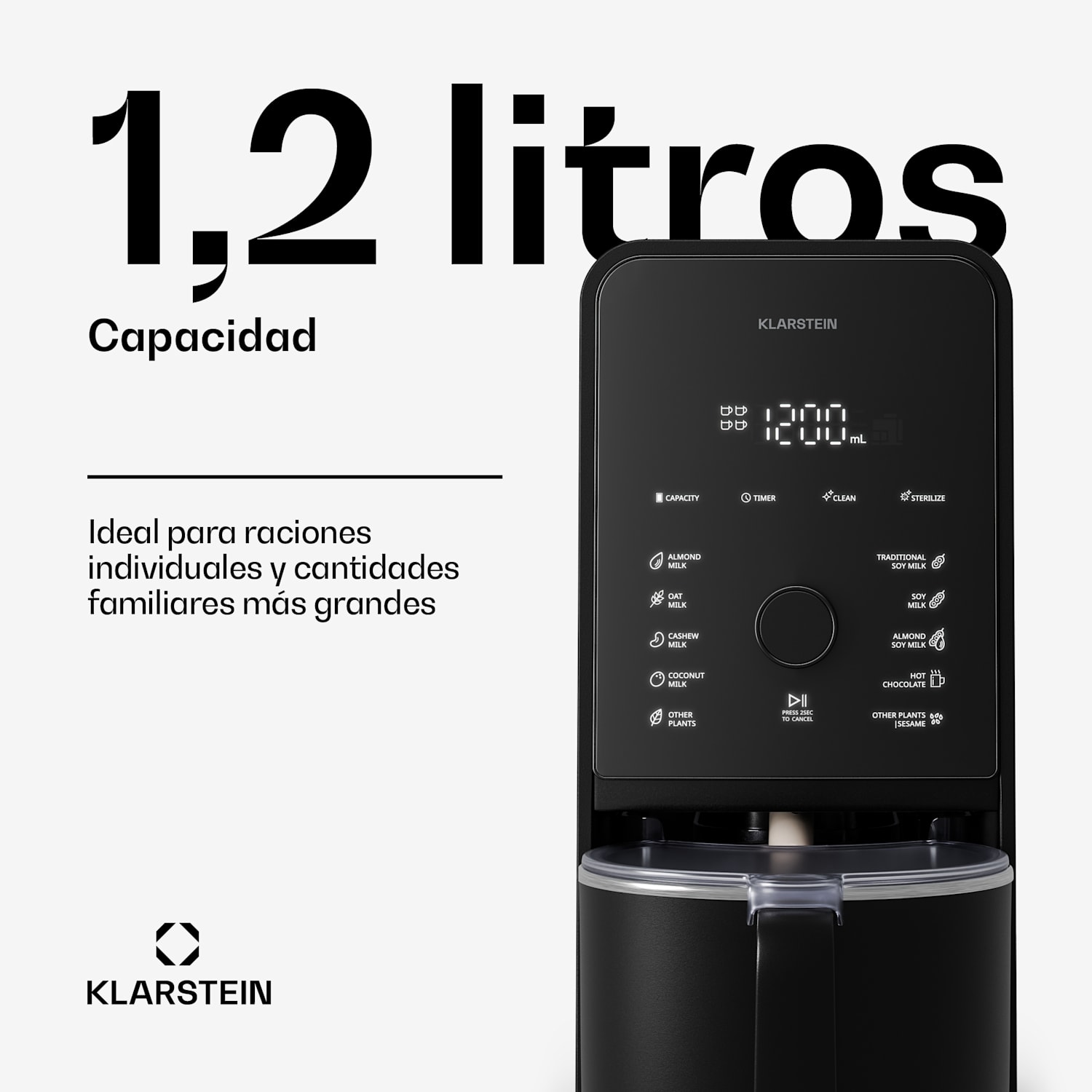 Marcia Touch depósito de leche 1,2 l plástico SUS304 acero inoxidable apto para lavavajillas 