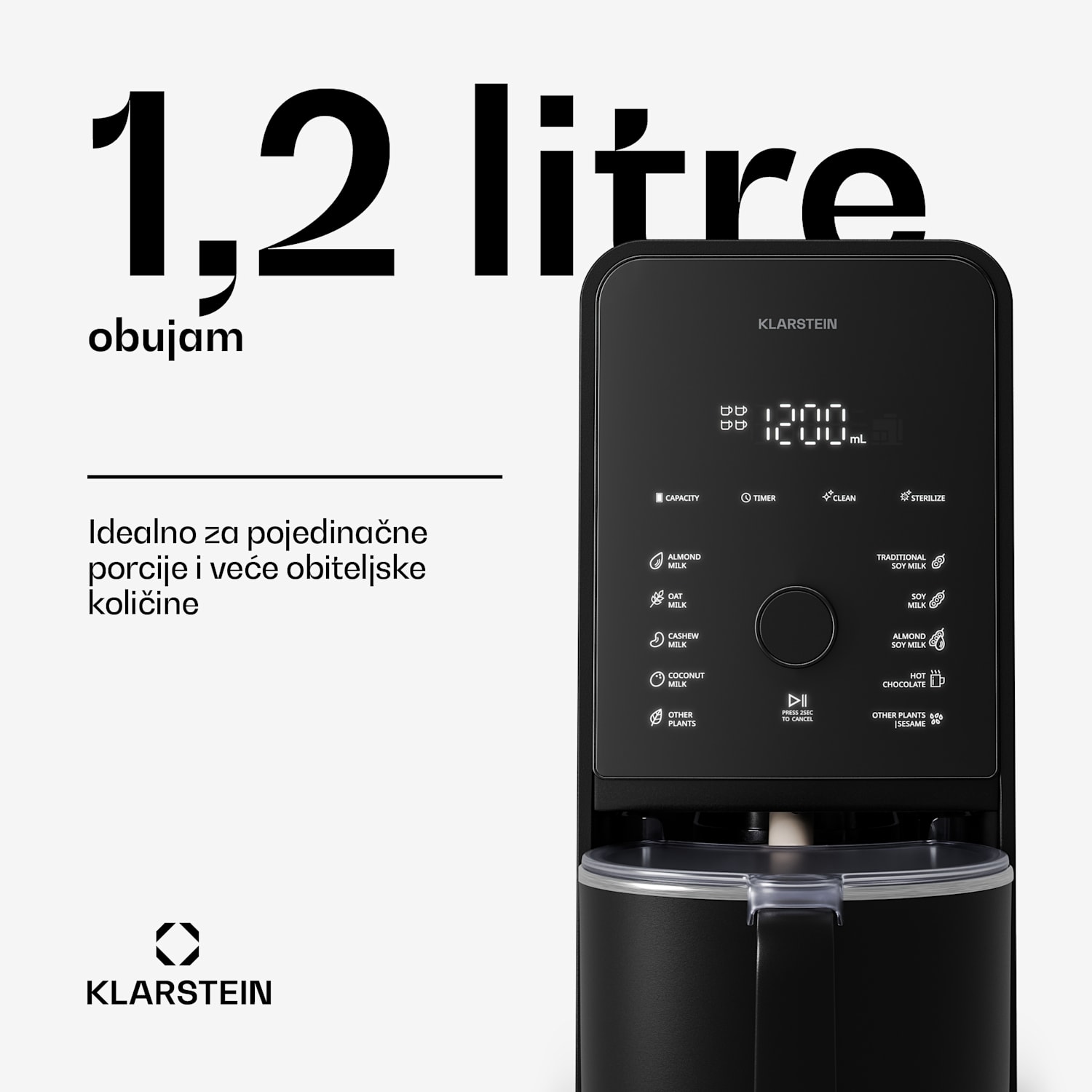 Posuda za mlijeko Marcia Touch 1,2 L plastika SUS304 nehrđajući čelik, periva u perilici posuđa 