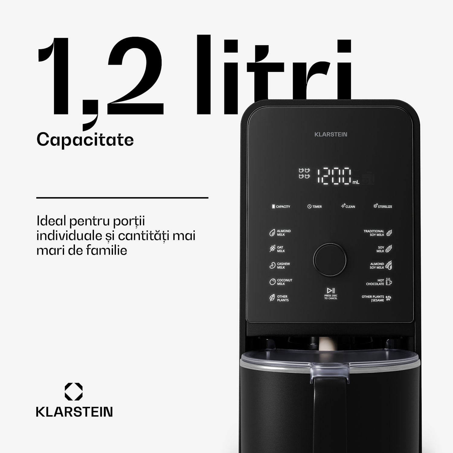 Marcia Touch – recipient pentru lapte, 1,2 l, plastic și oțel inoxidabil SUS304, compatibil cu mașina de spălat vase 