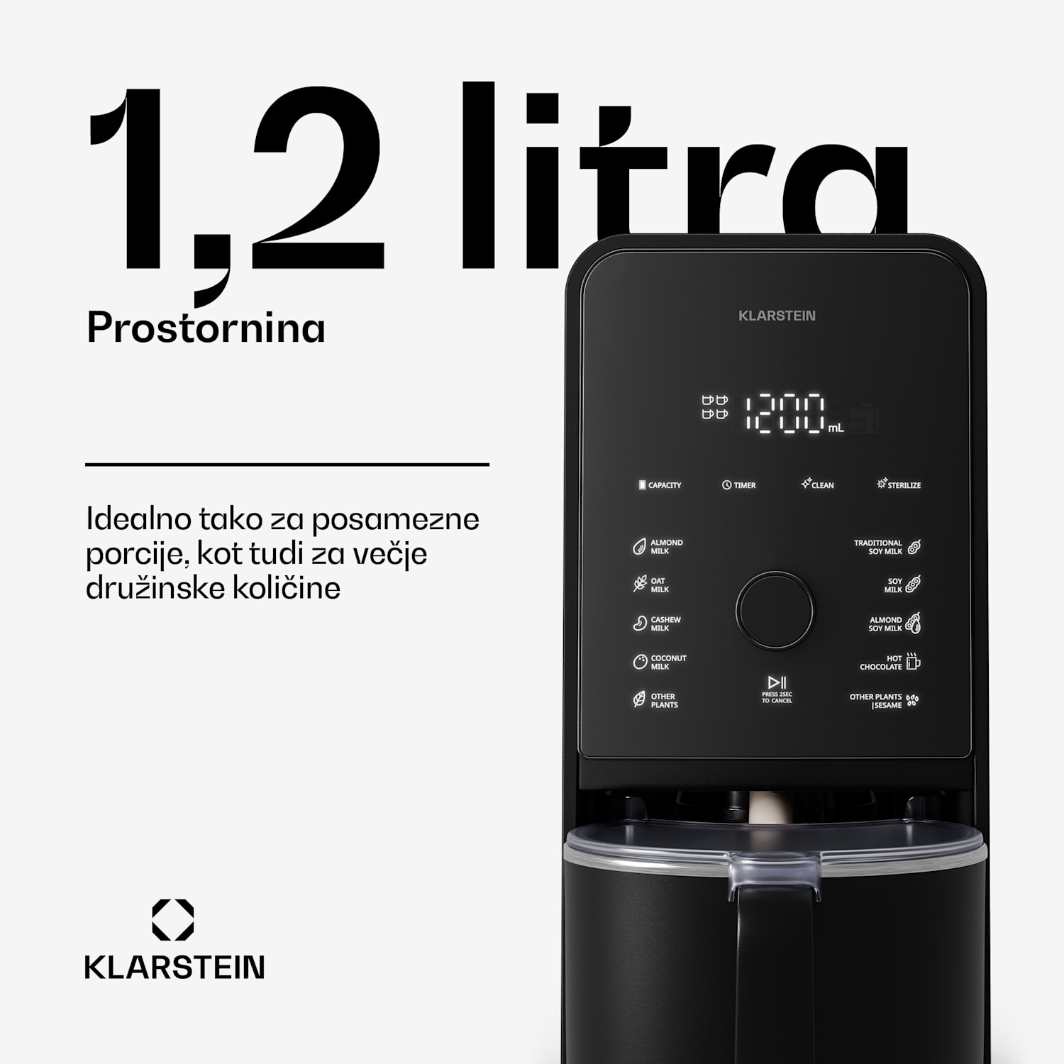 Marcia Touch posoda za mleko 1,2 l plastika SUS304 nerjaveče jeklo, primerno za pomivanje v pomivalnem stroju 