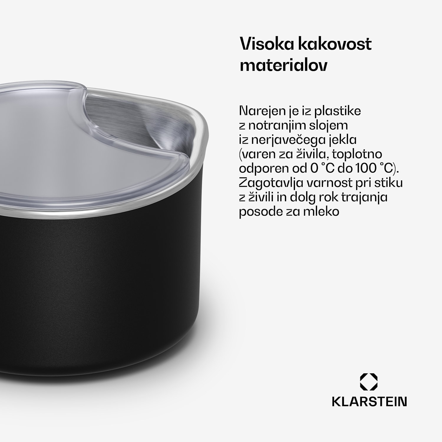 Marcia Touch posoda za mleko 1,2 l plastika SUS304 nerjaveče jeklo, primerno za pomivanje v pomivalnem stroju 