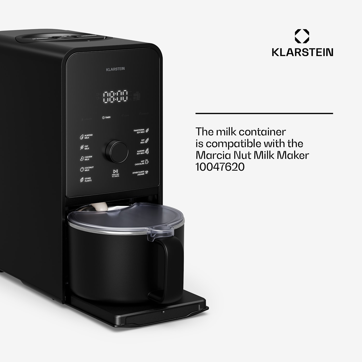 Recipiente para leite Marcia Touch 1,2 L plástico SUS304 aço inoxidável lavável na máquina de lavar loiça 