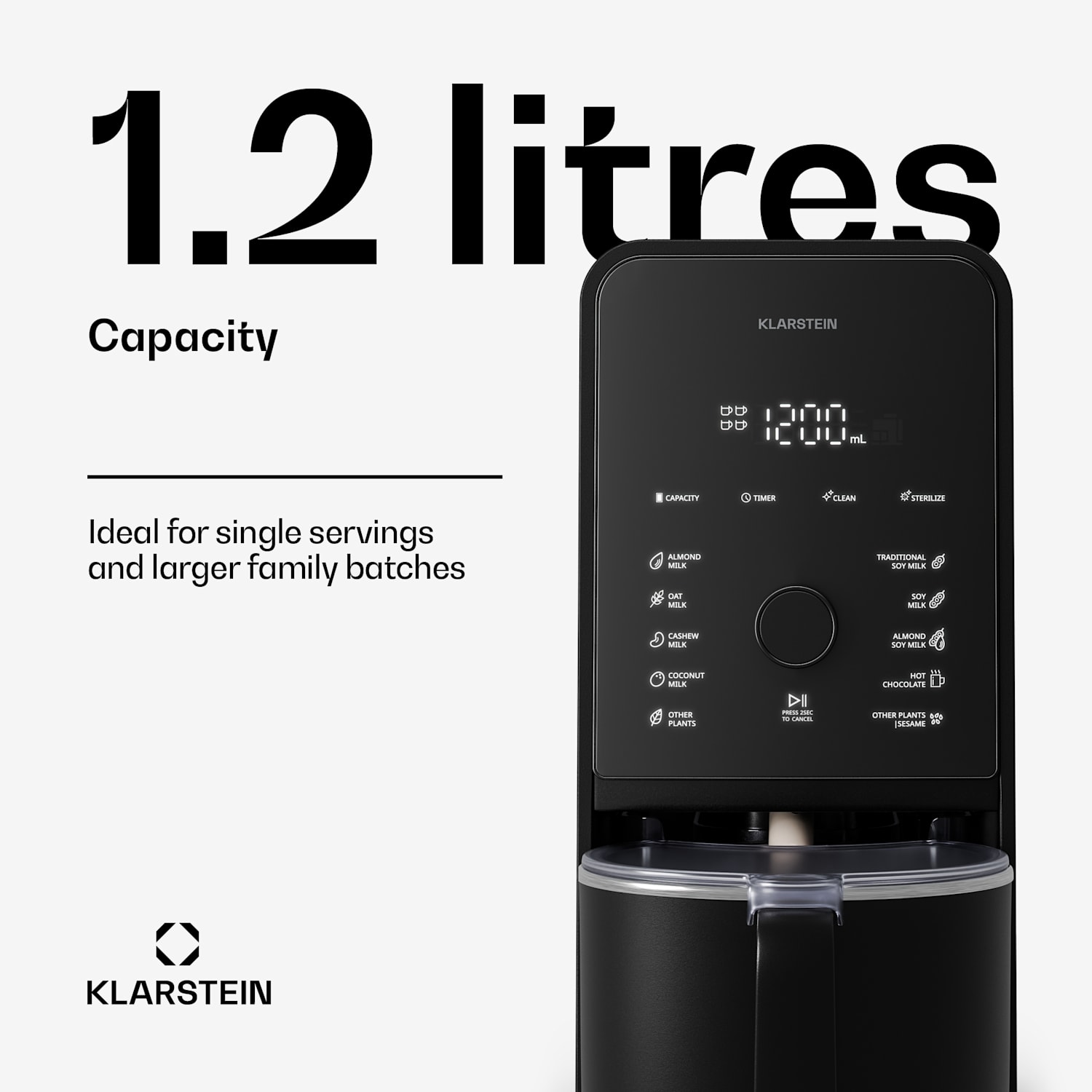 Recipiente para leite Marcia Touch 1,2 L plástico SUS304 aço inoxidável lavável na máquina de lavar loiça 