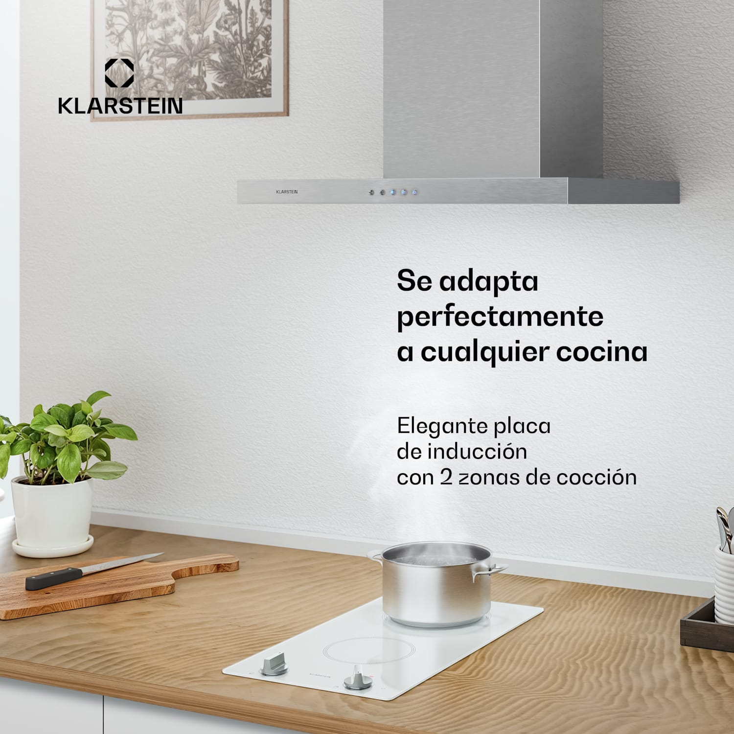 Kochheld placa de inducción | Elegante y potente | 2 zonas de cocción | 3500 W | 30 cm 30 cm | Blanco