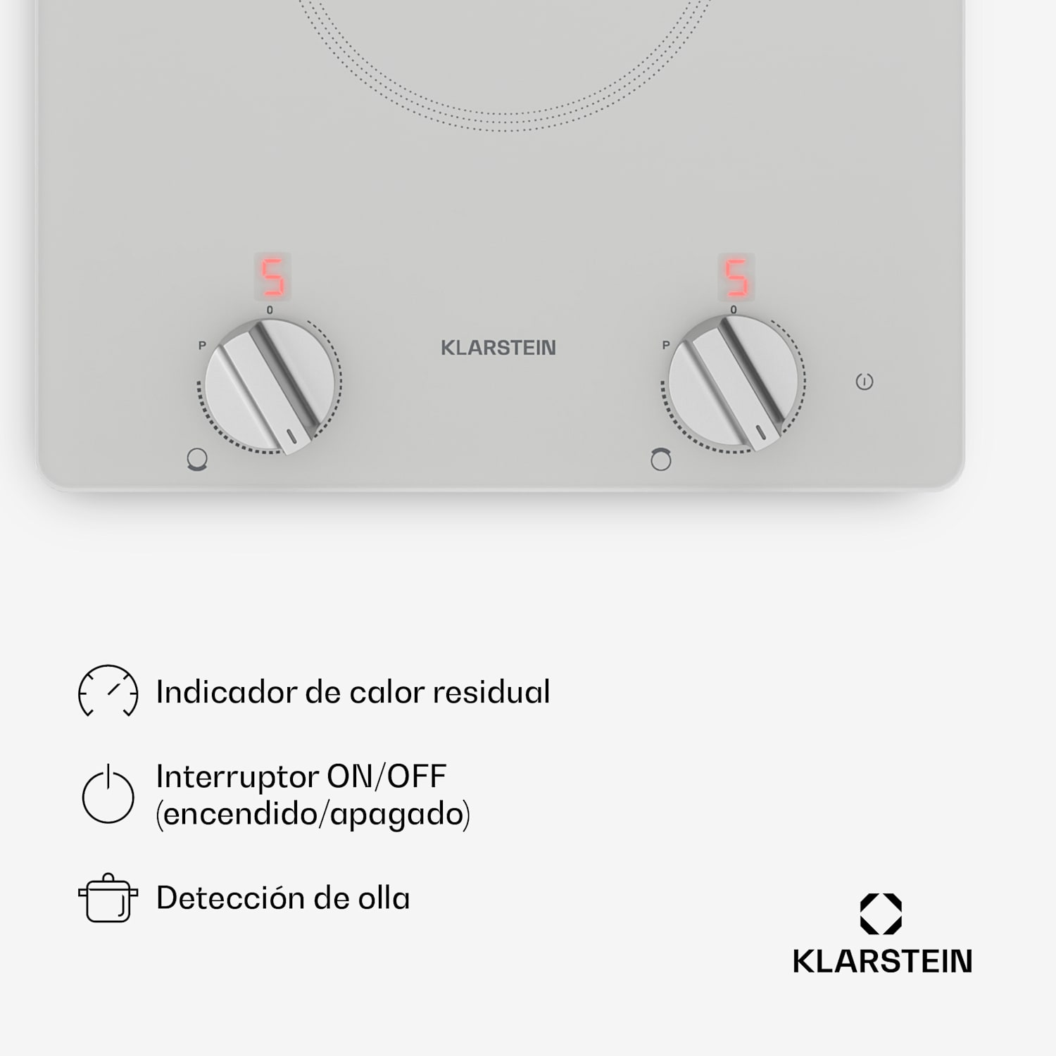 Kochheld placa de inducción | Elegante y potente | 2 zonas de cocción | 3500 W | 30 cm 30 cm | Blanco