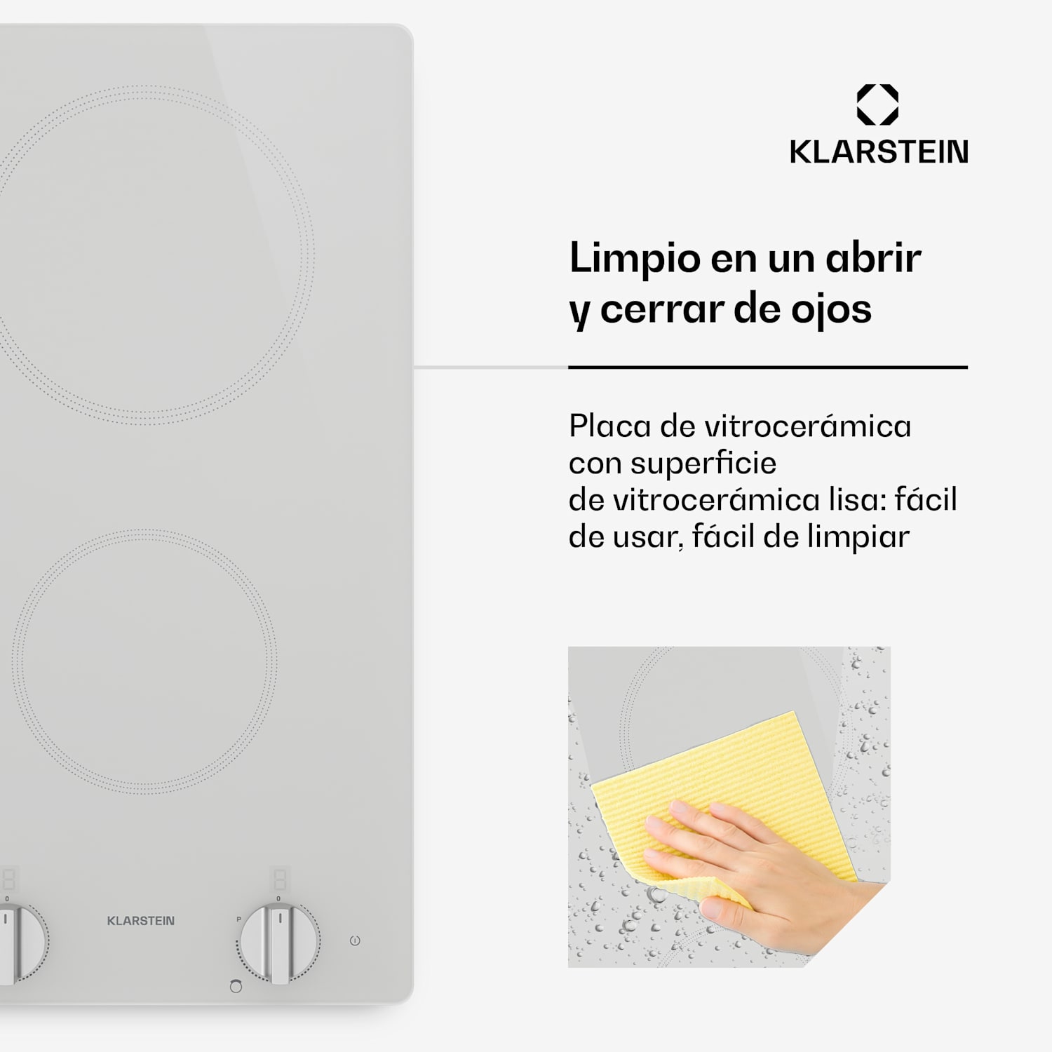 Kochheld placa de inducción | Elegante y potente | 2 zonas de cocción | 3500 W | 30 cm 30 cm | Blanco