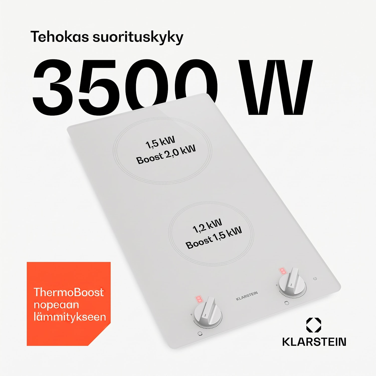 Kochheld induktiokeittotaso | Tyylikäs & tehokas | 2 keittoaluetta | 3500 W | 30 cm 30 cm | Kiiltävä | Valkoinen