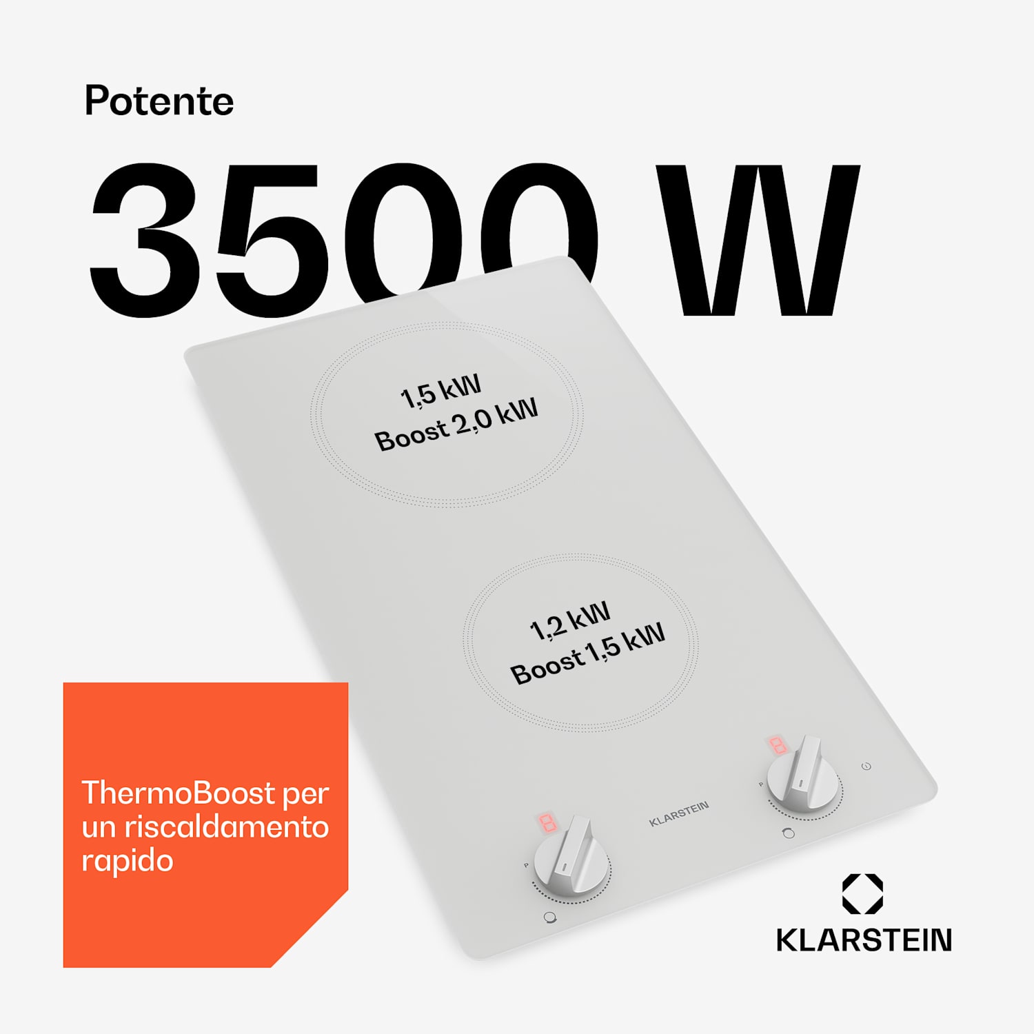 Kochheld - Piano cottura a induzione | Elegante e potente | 2 zone | 3500 W | 30 cm 30 cm | Branco