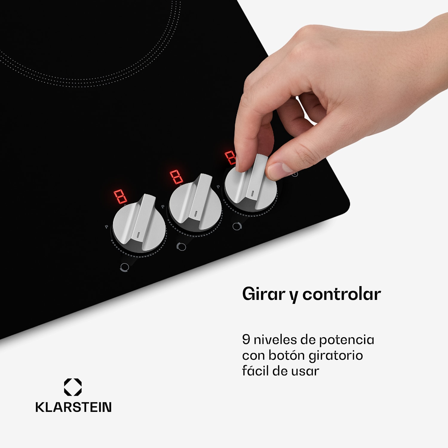 Kochheld placa de inducción | Elegante y potente | 3 zonas de cocción | 5700 W | 45 cm 45 cm | Negro