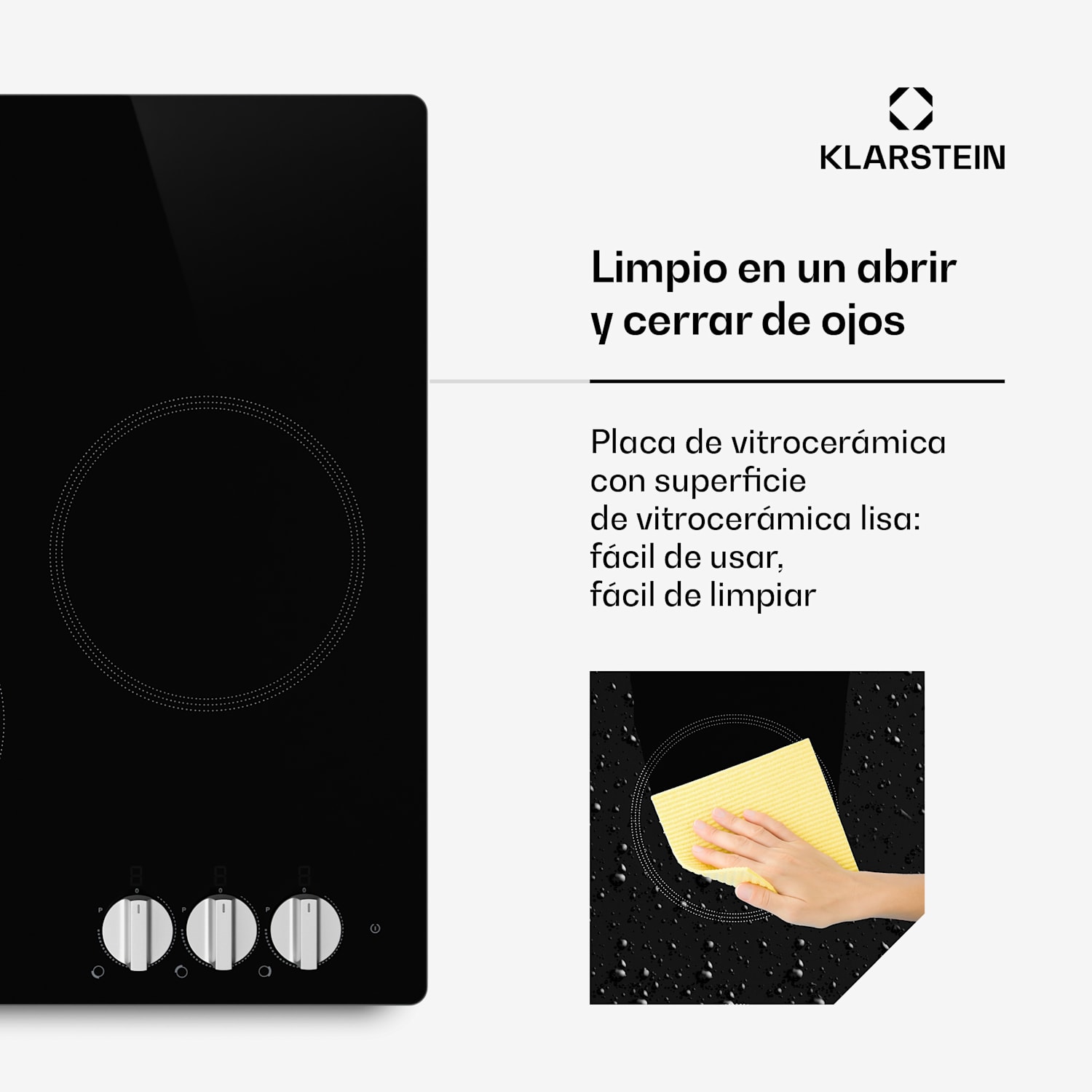 Kochheld placa de inducción | Elegante y potente | 3 zonas de cocción | 5700 W | 45 cm 45 cm | Negro