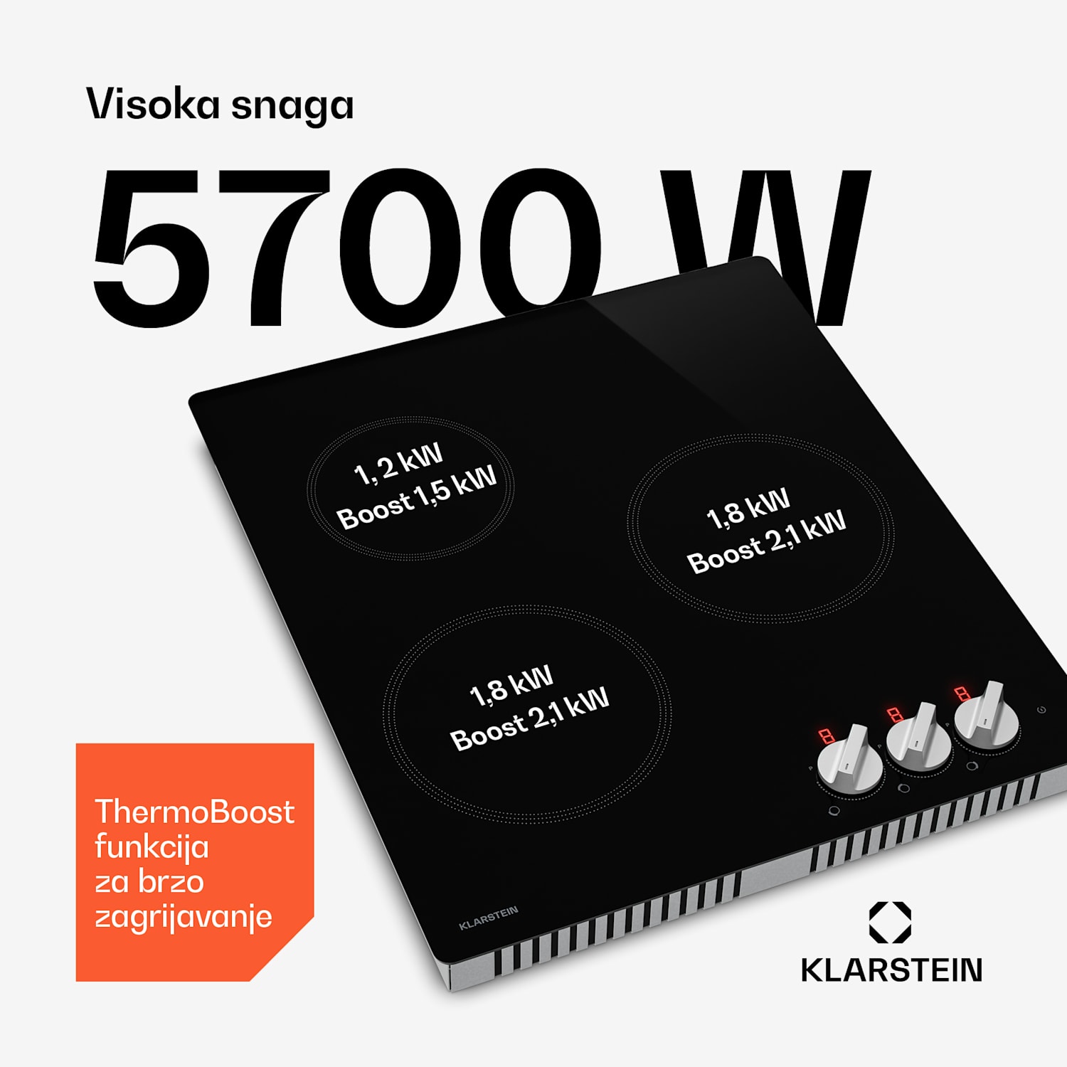 Kochheld indukcijska ploča za kuhanje | Elegantna i snažna | 3 zone za kuhanje | 5700 W | 45 cm 45 cm | Crna