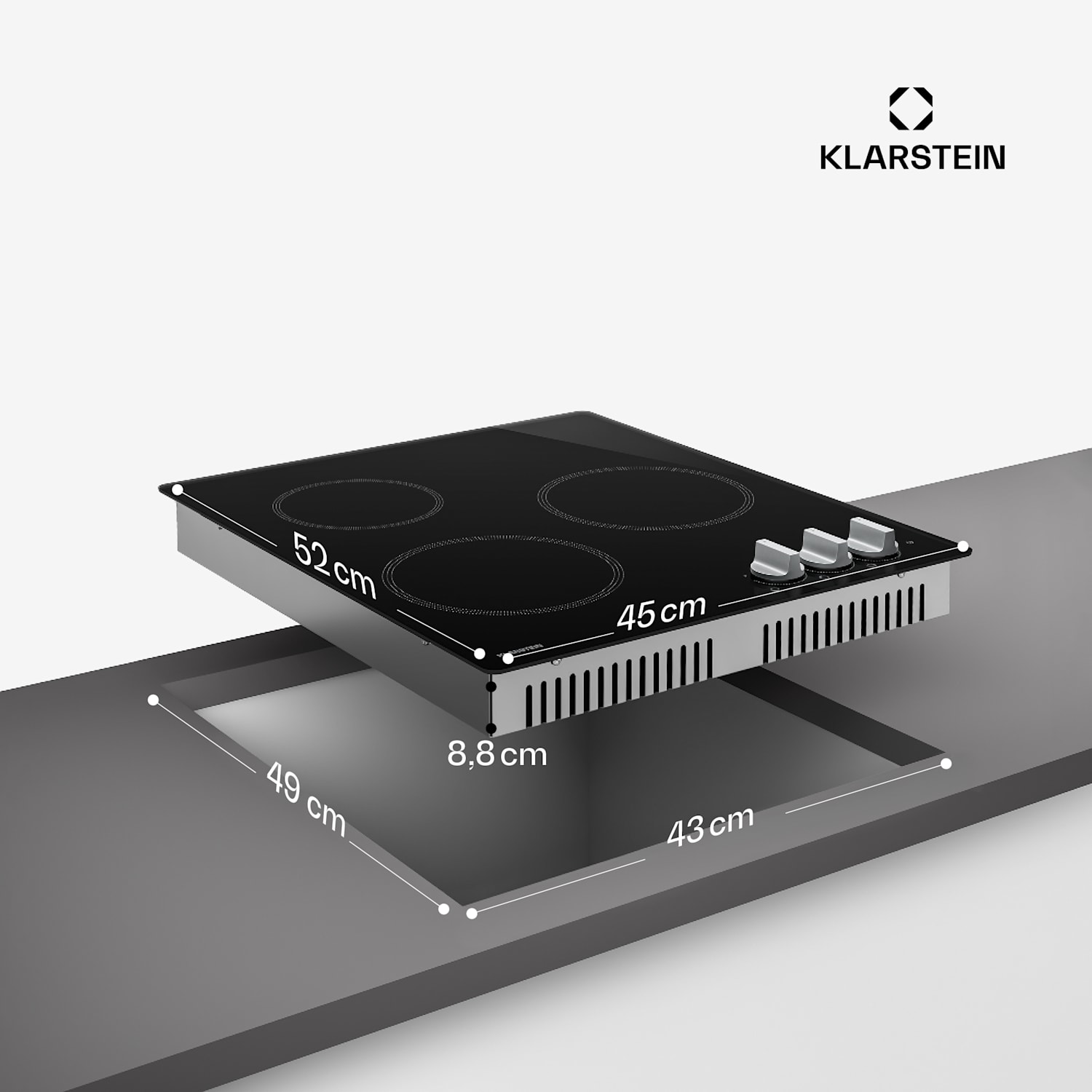 Kochheld placa de inducción | Elegante y potente | 3 zonas de cocción | 5700 W | 45 cm 45 cm | Negro