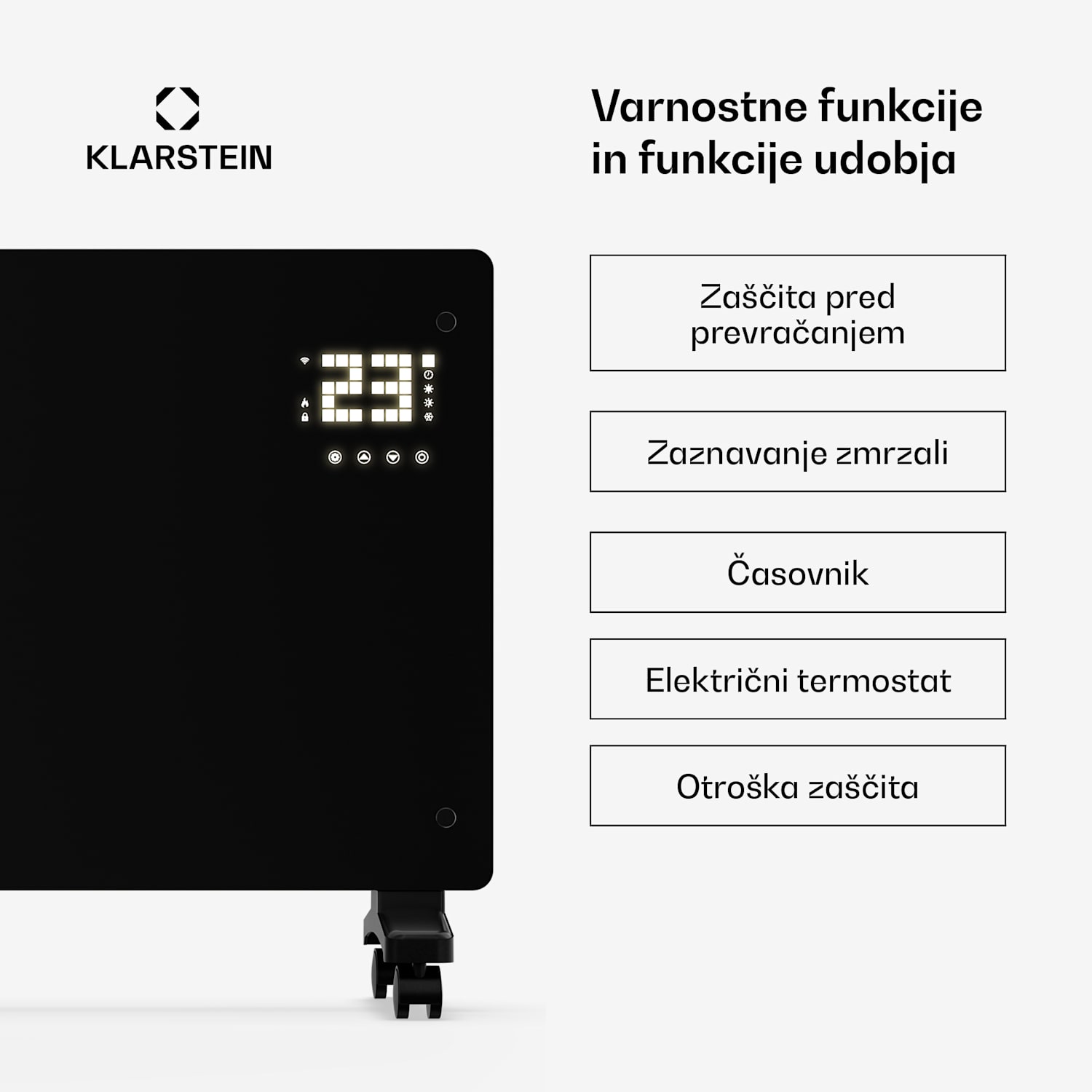 Bornholm konvektor | 3000 W | 30 m² | Zmogljiv in eleganten | 105 cm x 51 cm 3000 W | Da | Črna
