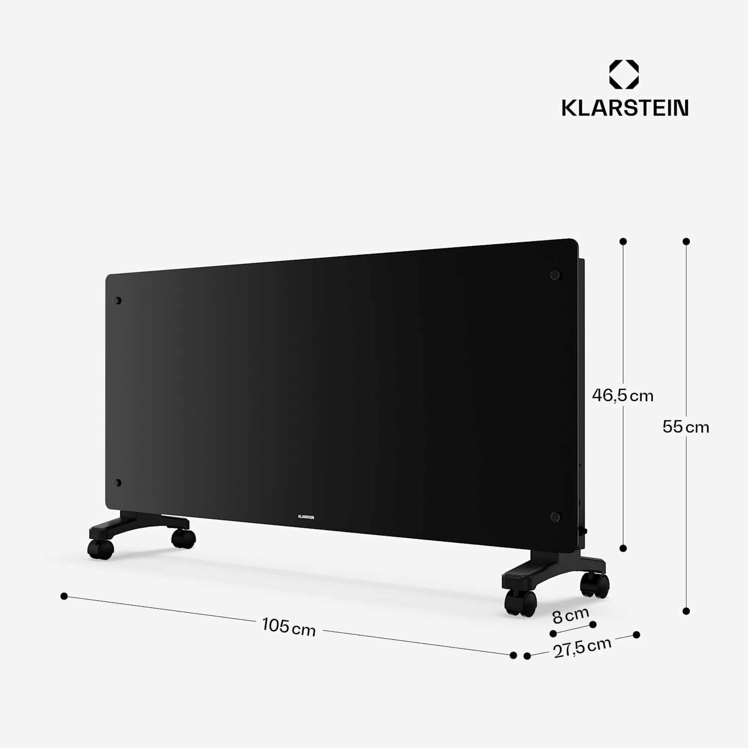 Bornholm konvektor | 3000 W | za prostor do 30 m² | Snažan i elegantan | 105 cm x 51 cm 3000 W | Da | Crna