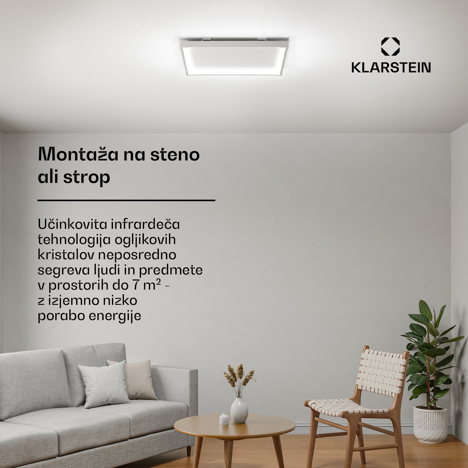 Wondersky infrardeča plošča | 360 W | 4 - 8 m² | Minimalistična zasnova | 60 cm x 60 cm 360 W