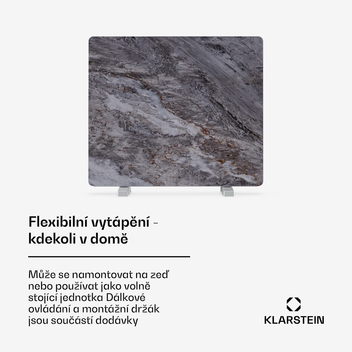 MarmoHeat infračervený panel | 420 W | 6 - 12 m² | mramorový design | 70 cm x 63 cm 420 W | Šedá