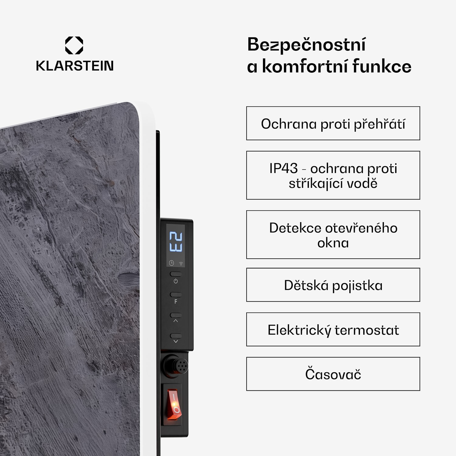 MarmoHeat infračervený panel | 420 W | 6 - 12 m² | mramorový design | 70 cm x 63 cm 420 W | Šedá