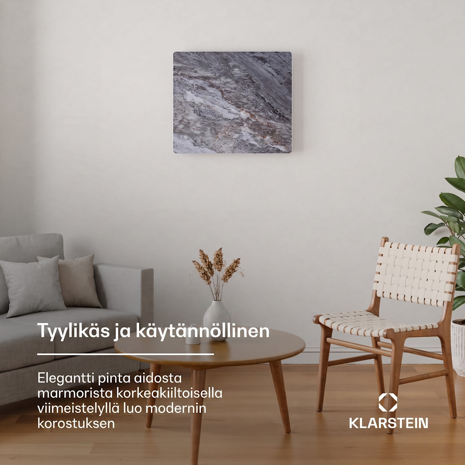 MarmoHeat infrapaneeli | 420 W | 6 - 12 m² | marmorikuvio | 70 cm x 63 cm 420 W | Harmaa