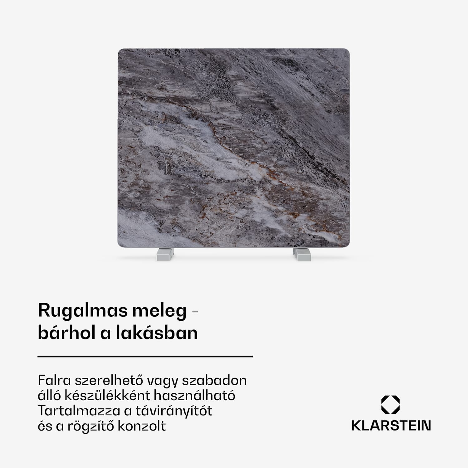 MarmoHeat infravörös panel | 420 W | 6 - 12 m² | márvány design | 70 cm x 63 cm 420 W | Szürke