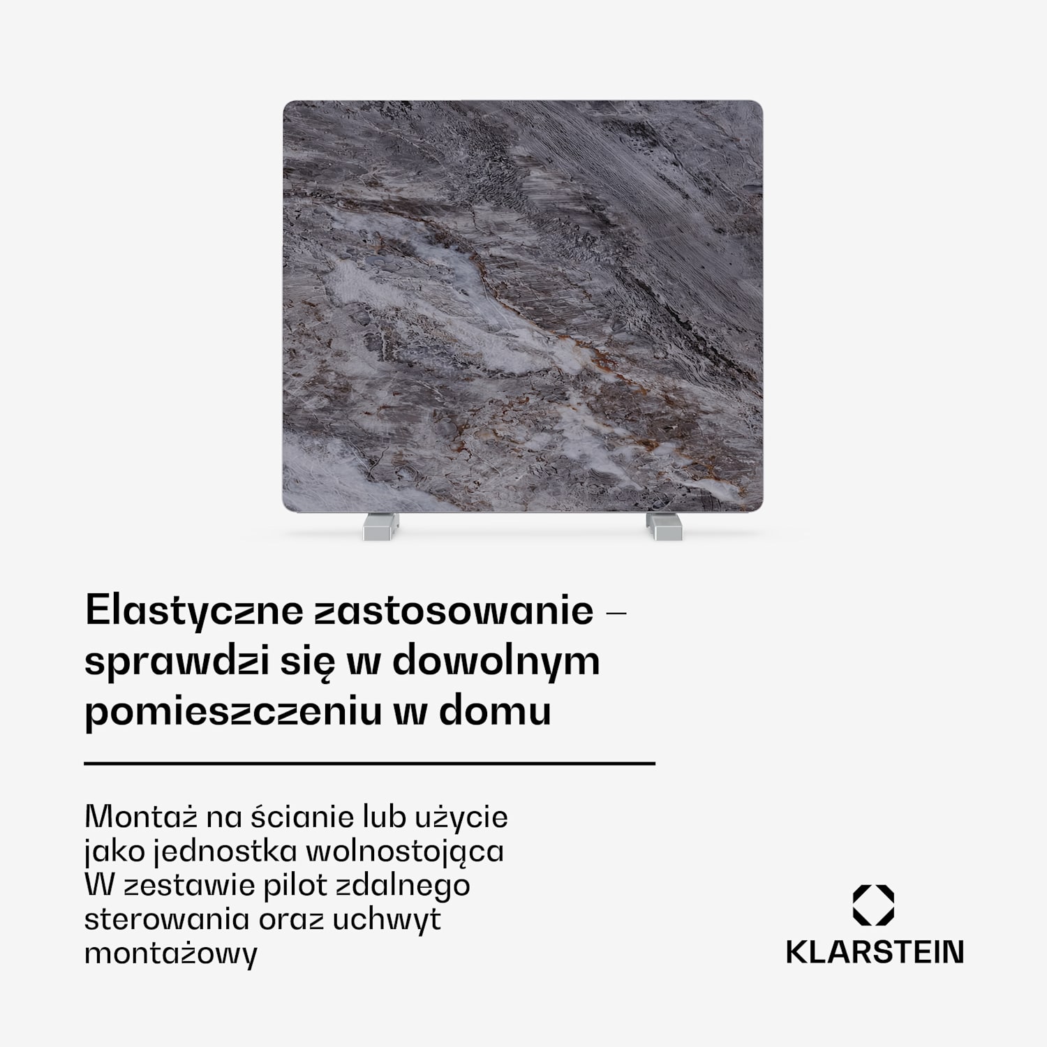 MarmoHeat  panel podczerwieni | 420 W | 6 - 12 m² | Wzór marmuru | 70 cm x 63 cm 420 W | Szary