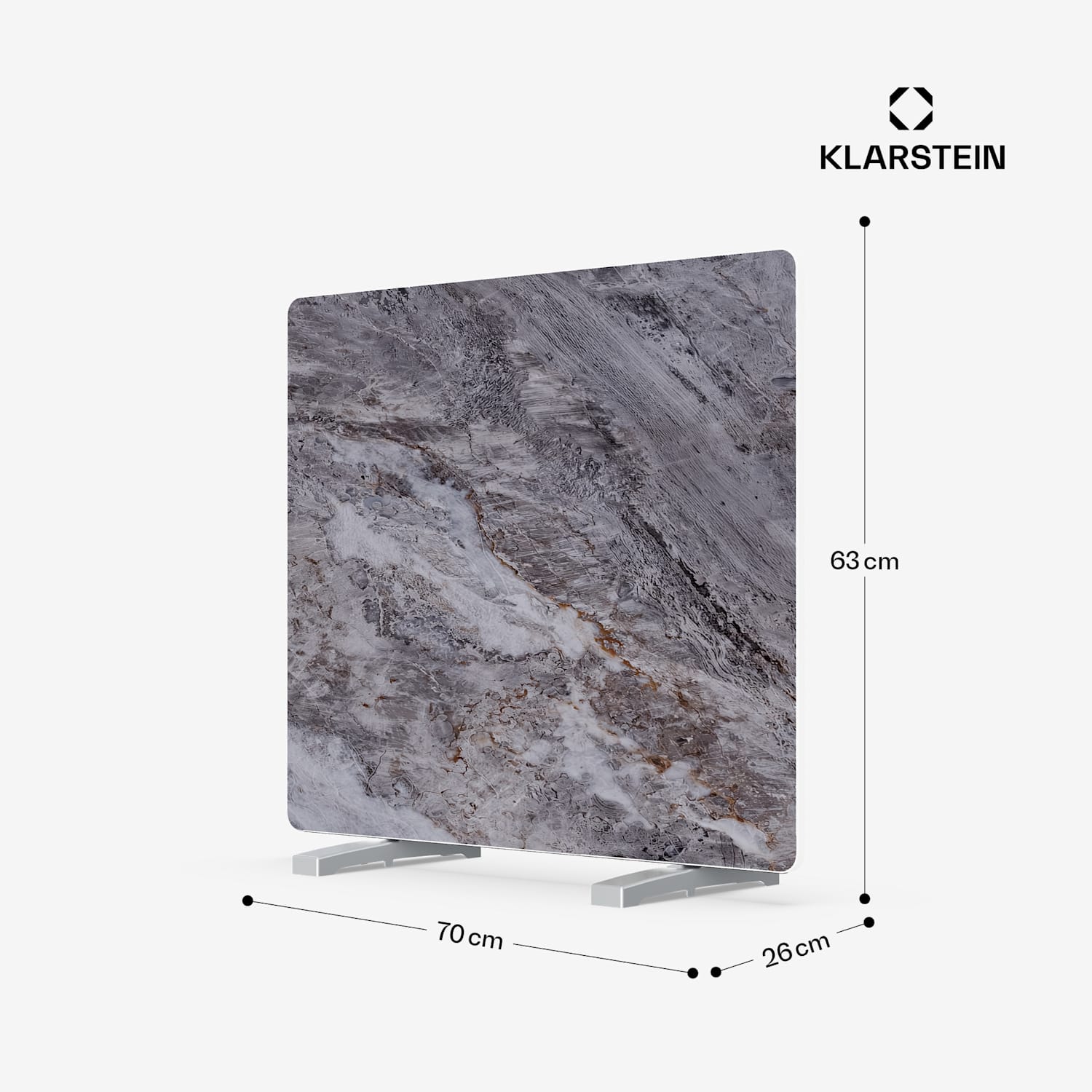 MarmoHeat infrapunalämmitin | 420 W | 6 - 12 m² | Marmori-design | 70 cm x 63 cm 420 W | Harmaa