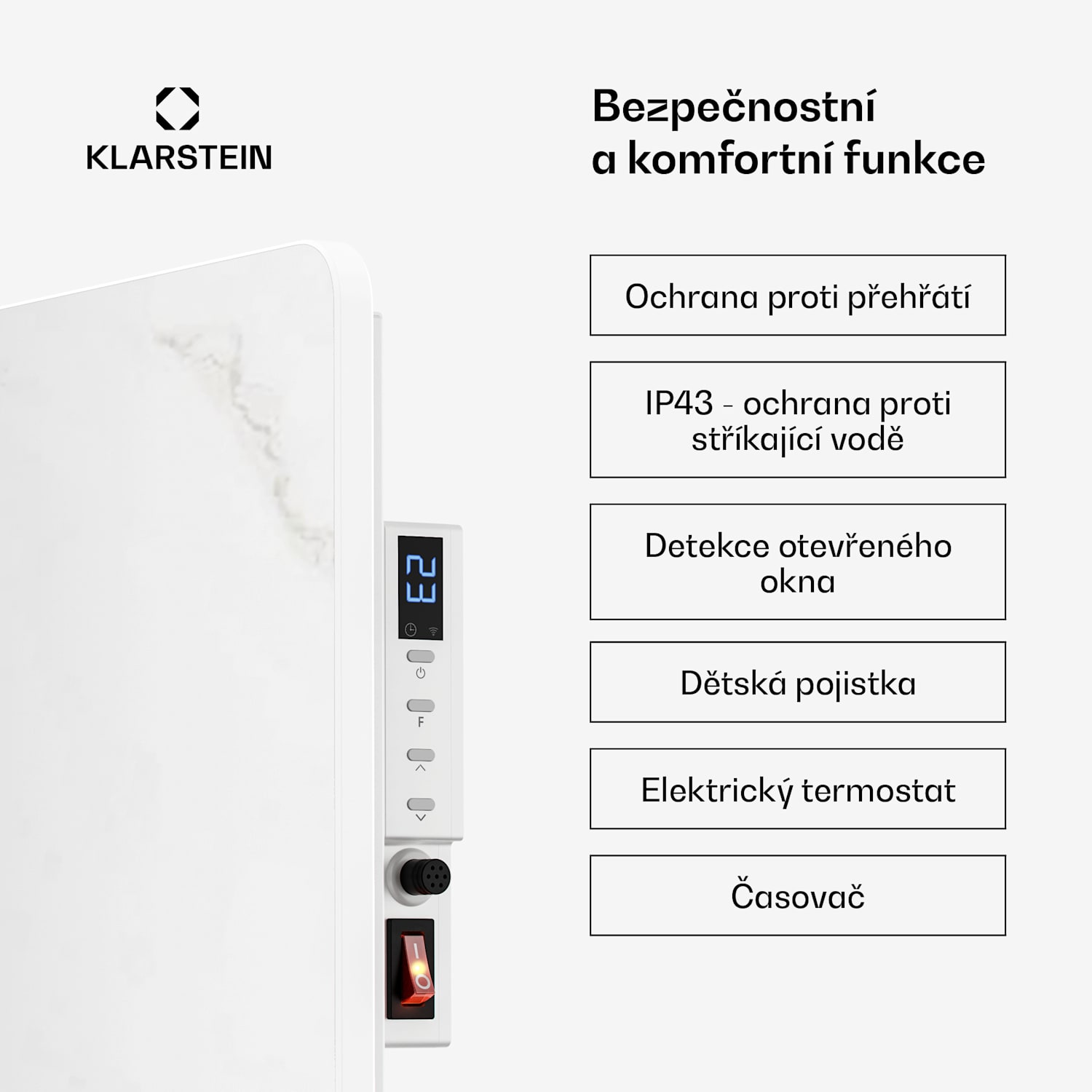 MarmoHeat infračervený panel | 420 W | 6 - 12 m² | mramorový design | 70 cm x 63 cm 420 W | Bílá