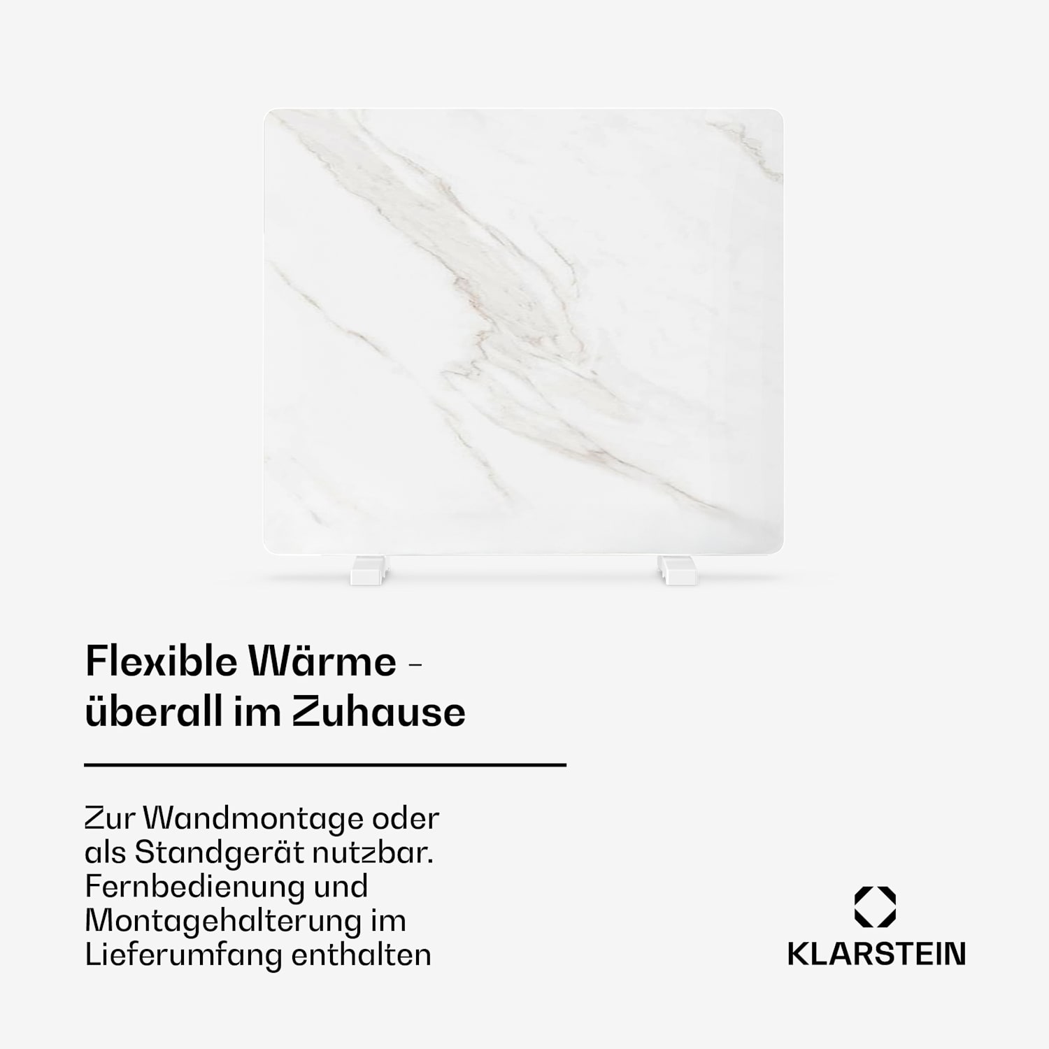 MarmoHeat Infrarot-Panel | 420 W | 6 - 12 m² | Marmor-Design | 70 cm x 63 cm 420 W | Weiß