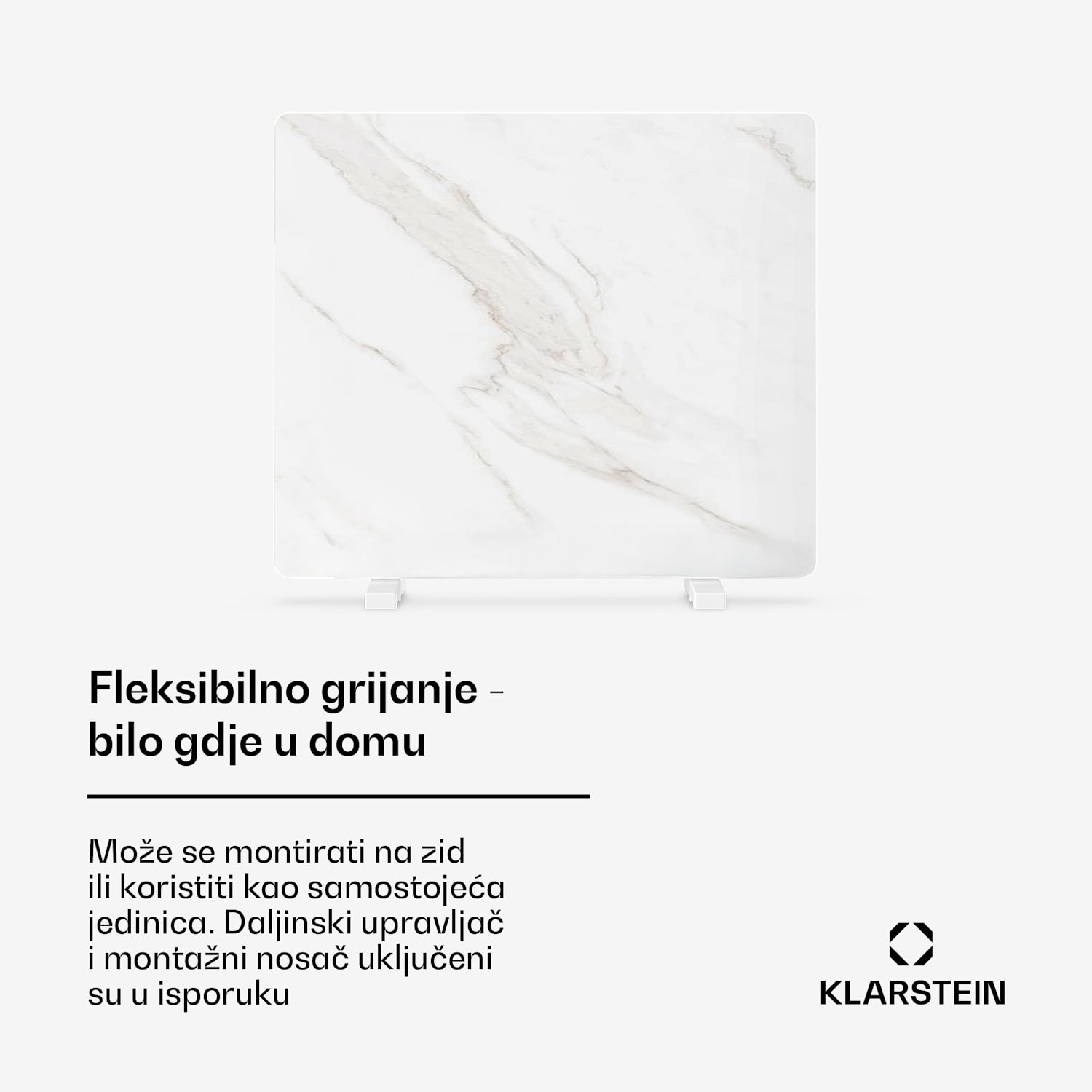 MarmoHeat infracrvena ploča | 420 W | 6 - 12 m² | mramorni dizajn | 70 cm x 63 cm 420 W | Bijela