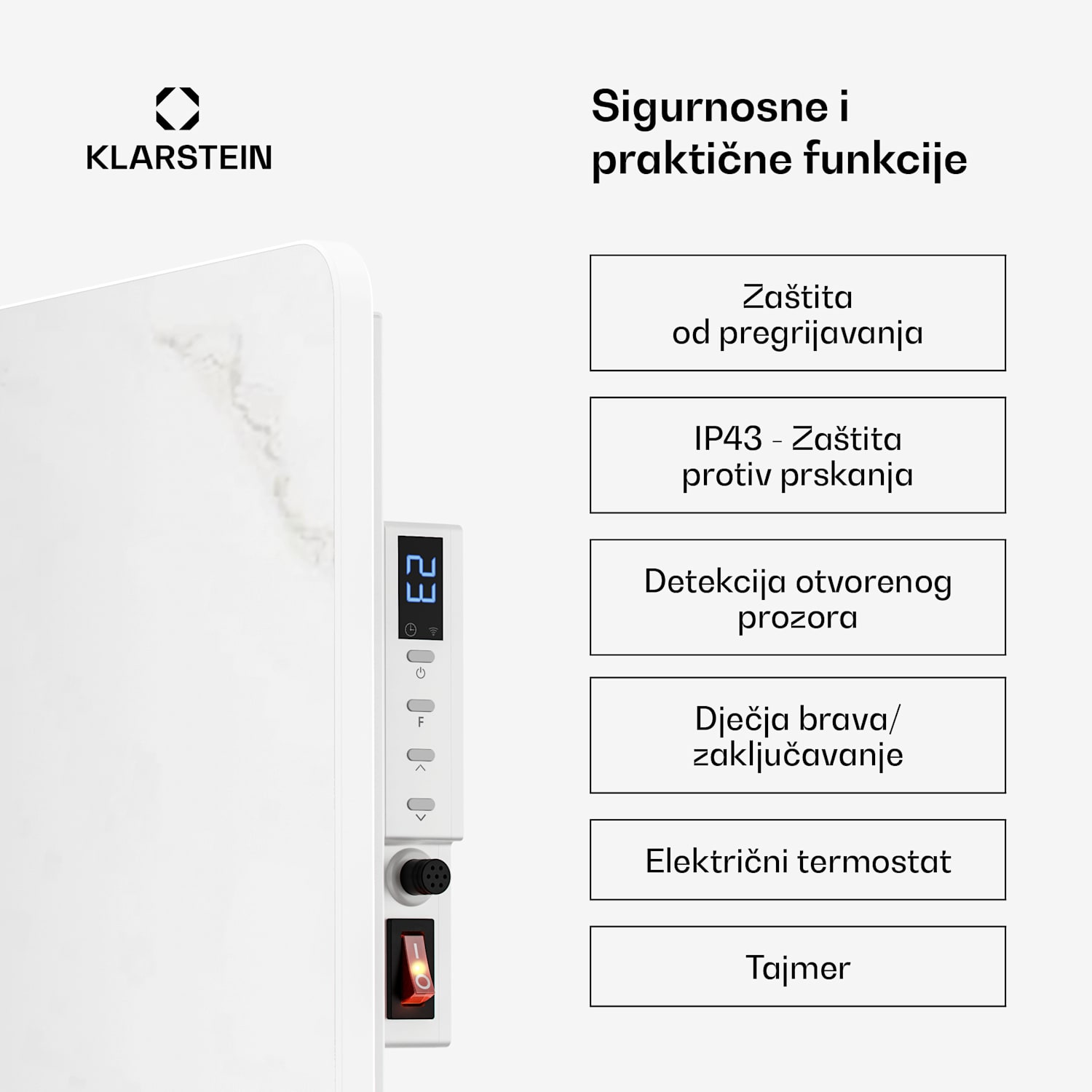 MarmoHeat infracrvena ploča | 420 W | 6 - 12 m² | mramorni dizajn | 70 cm x 63 cm 420 W | Bijela