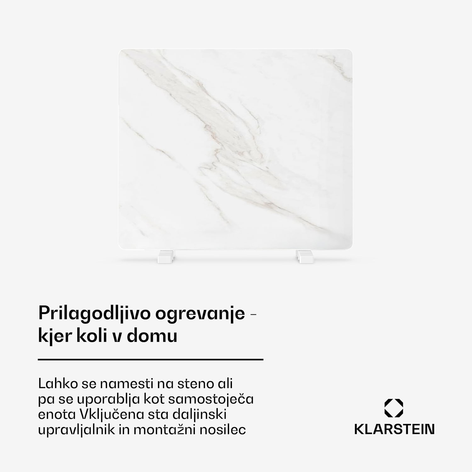 MarmoHeat Infrardeča plošča | 420 W | 6 - 12 m² | marmoren design | 70 cm x 63 cm 420 W | Bela