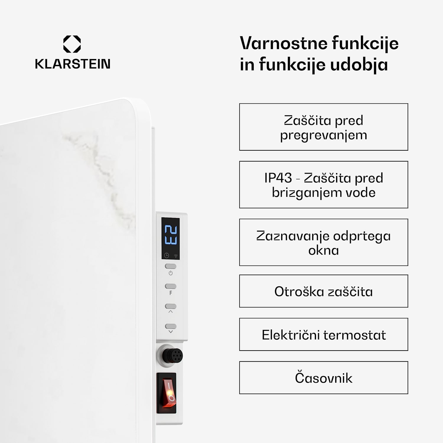 MarmoHeat Infrardeča plošča | 420 W | 6 - 12 m² | marmoren design | 70 cm x 63 cm 420 W | Bela