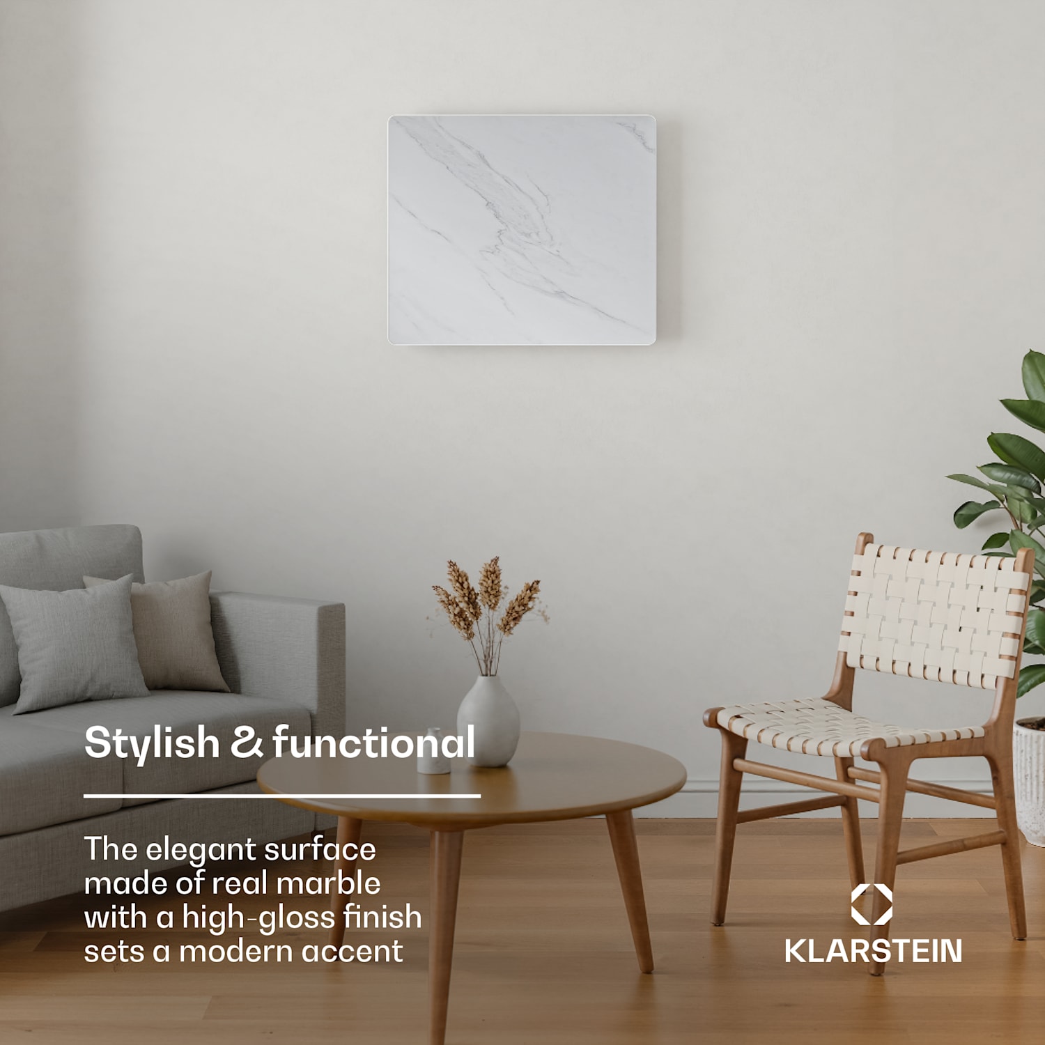 MarmoHeat infrapunalämmitin | 420 W | 6 - 12 m² | Marmori-design | 70 cm x 63 cm 420 W | Valkoinen