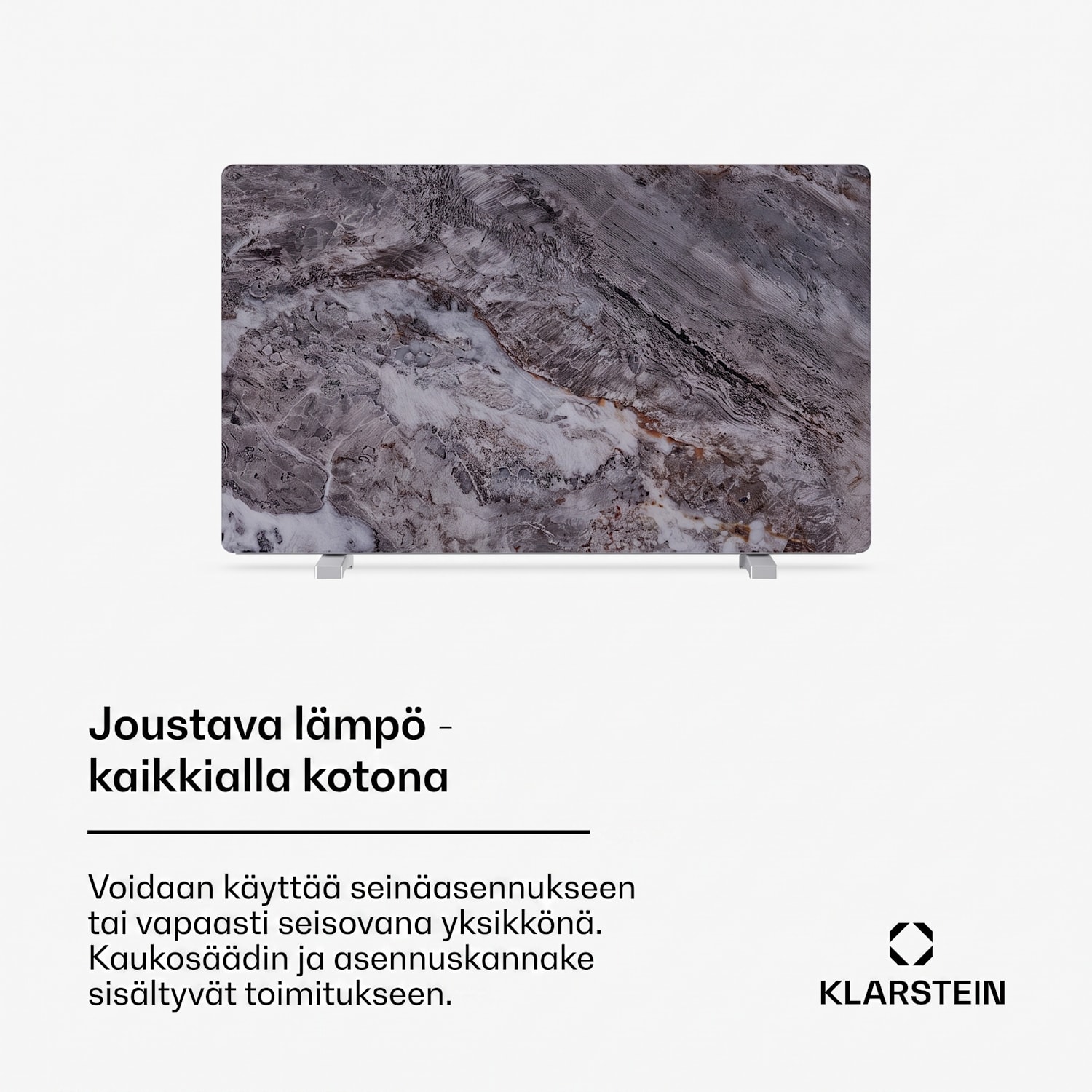 MarmoHeat infrapunasäteilypaneeli | 600 W | 5 - 9 m² | Marmorikuosi | 70 cm x 100 cm 600 W | Harmaa