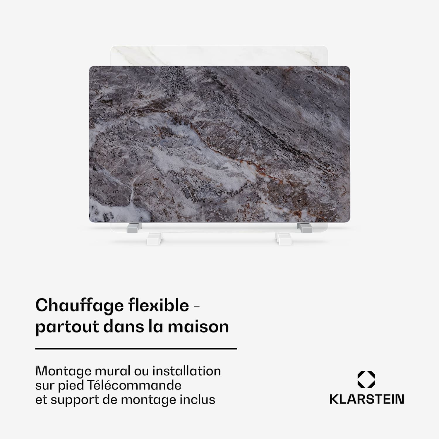 MarmoHeat infraroodpaneel | 600 W | 5 - 9 m² | marmer optiek | 70 x 100 cm 600 W | Grijs