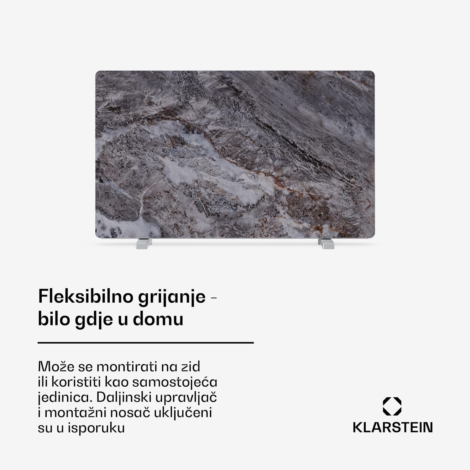 MarmoHeat infracrvena ploča | 600 W | 5 - 9 m² | mramorni dizajn | 70 cm x 100 cm 600 W | Siva