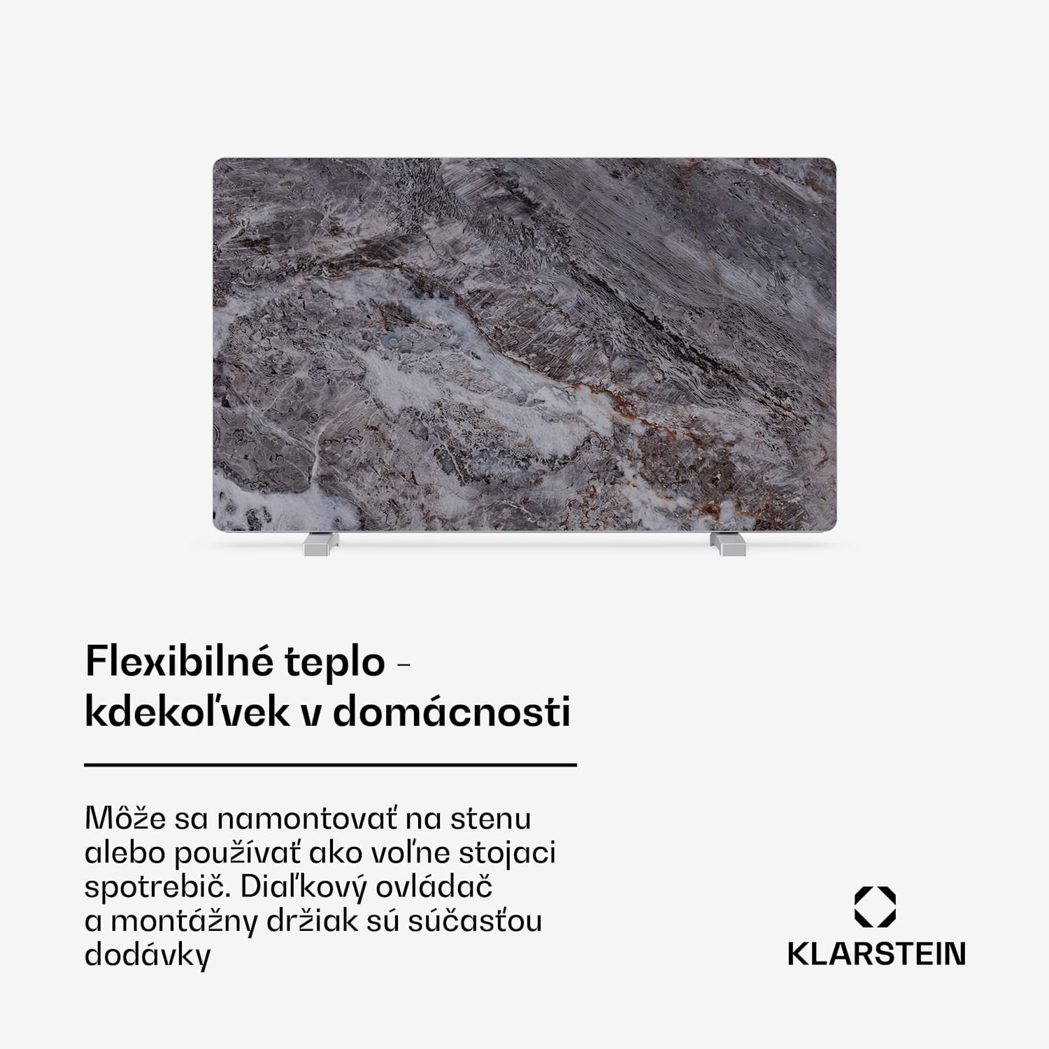 MarmoHeat infračervený panel | 600 W | 5 - 9 m² | mramorový dizajn | 70 cm x 100 cm 600 W | Sivá