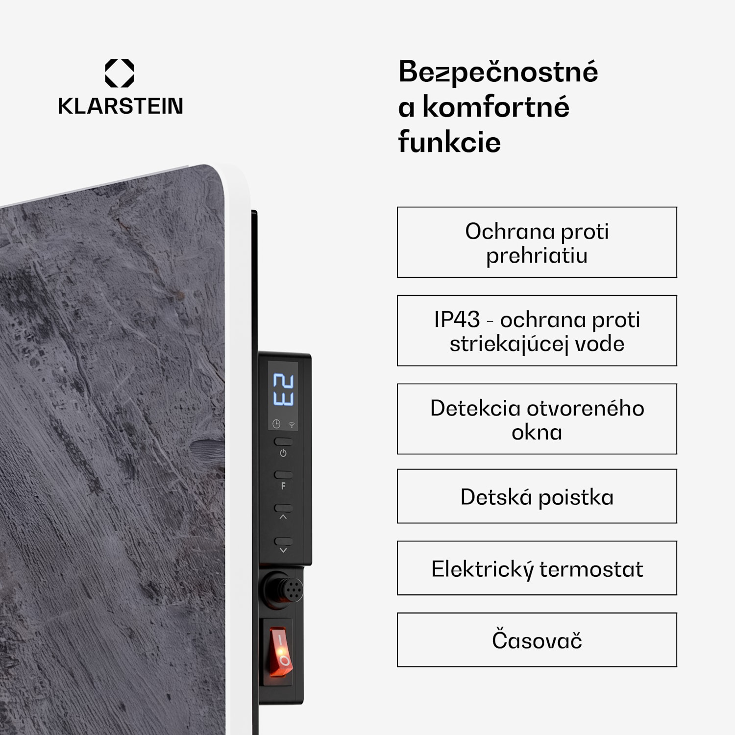 MarmoHeat infračervený panel | 600 W | 5 - 9 m² | mramorový dizajn | 70 cm x 100 cm 600 W | Sivá