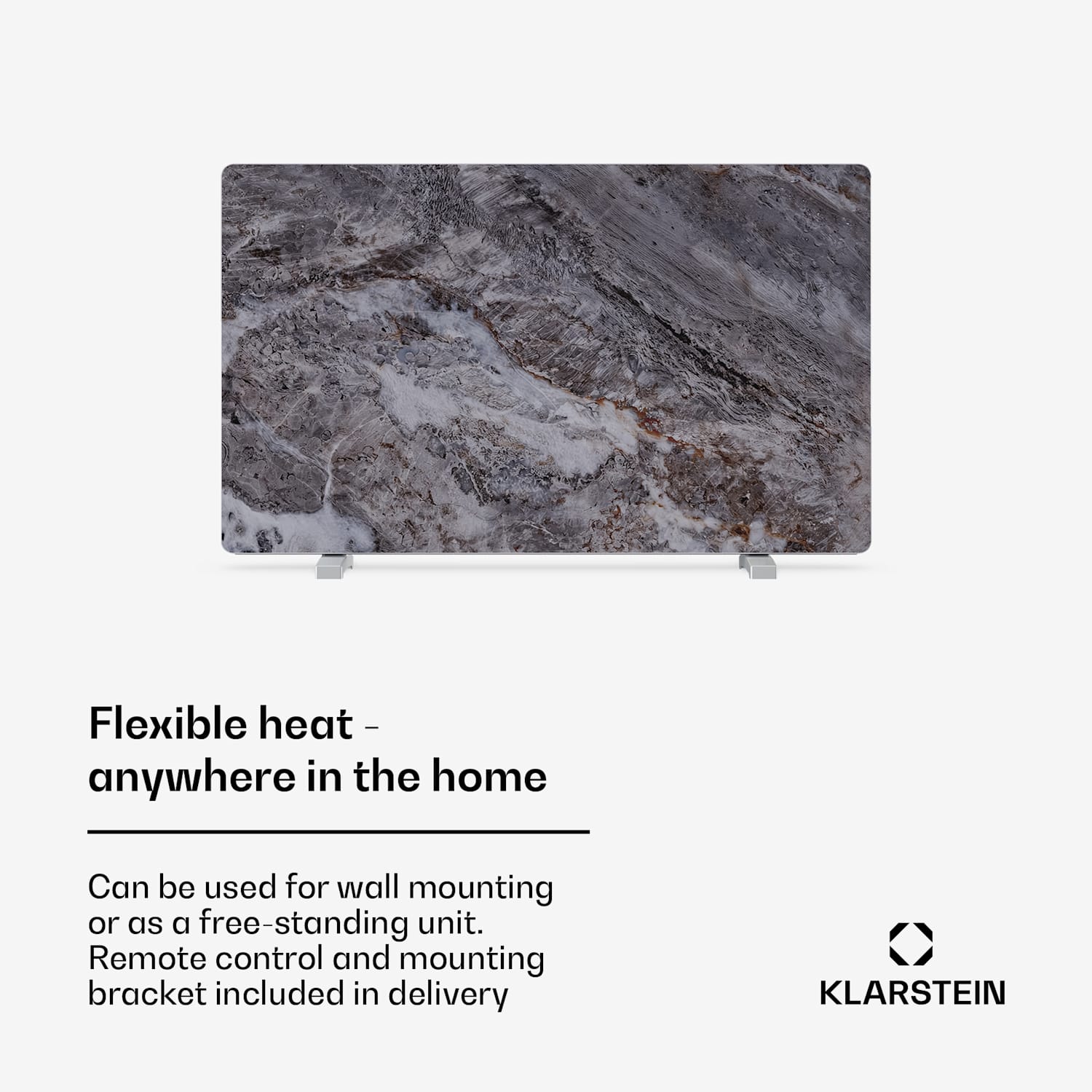 MarmoHeat infrapunalämmitin | 600 W | 5 - 9 m² | Marmori-design | 70 cm x 100 cm 600 W | Harmaa