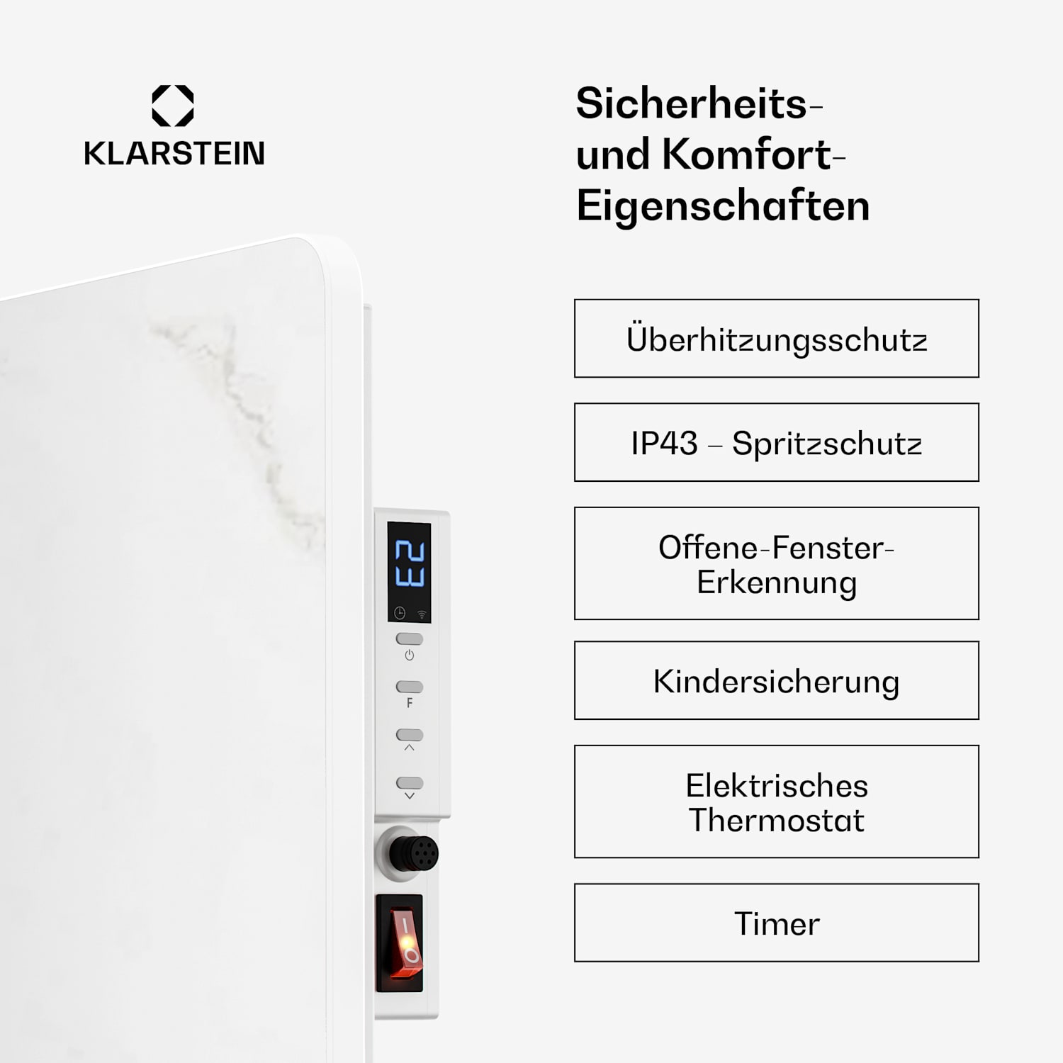 MarmoHeat Infrarot-Panel | 600 W | 5 - 9 m² | Marmor-Design | 70 cm x 100 cm 600 W | Weiß