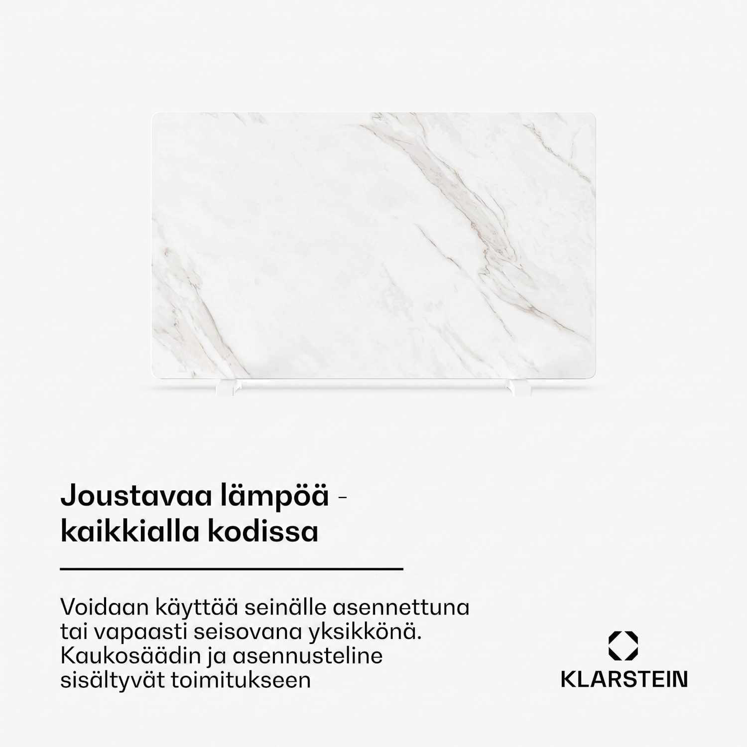 MarmoHeat infrapaneeli | 600 W | 5 - 9 m² | Marmorikuvio | 70 cm x 100 cm 600 W | Valkoinen