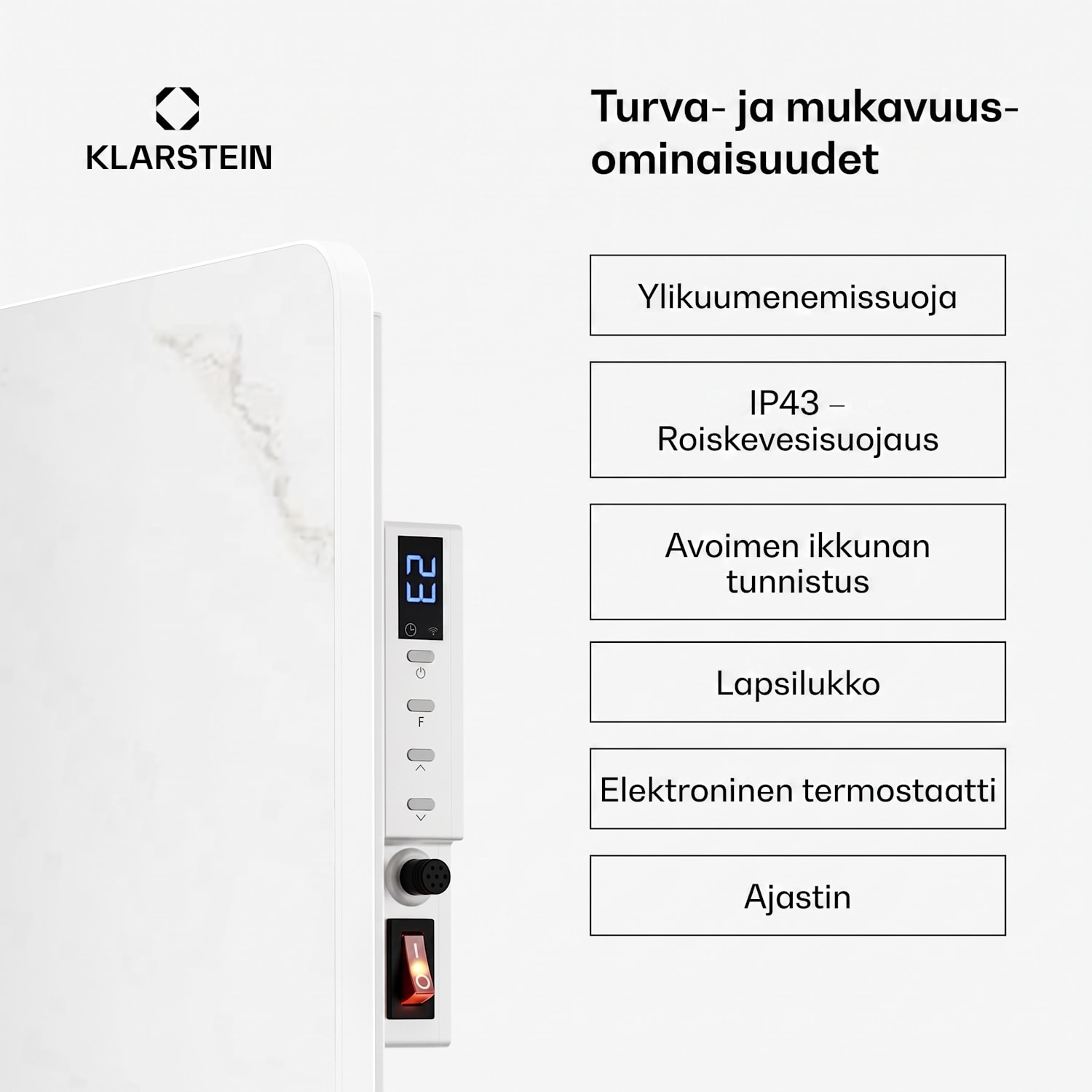 MarmoHeat infrapaneeli | 600 W | 5 - 9 m² | Marmorikuvio | 70 cm x 100 cm 600 W | Valkoinen