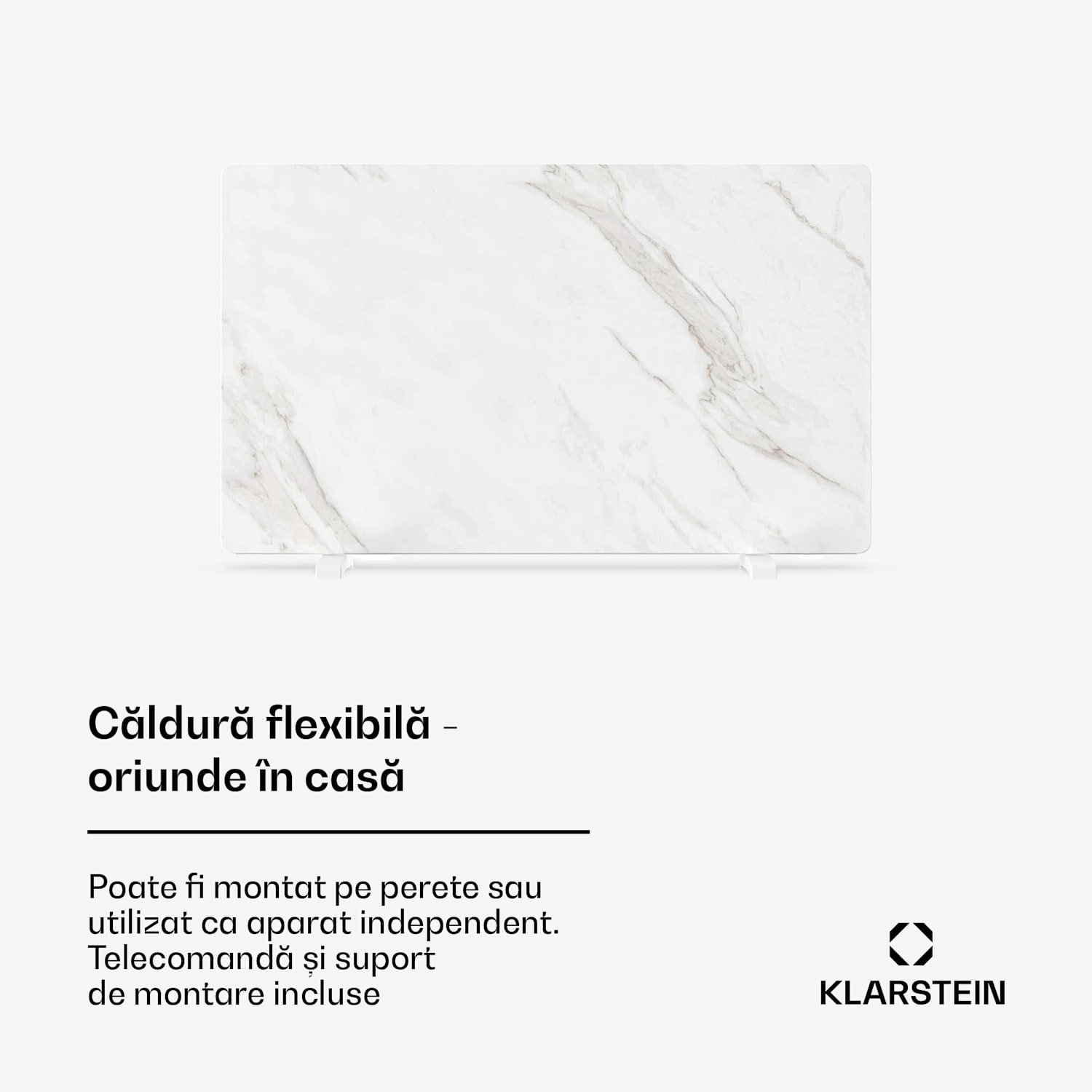 MarmoHeat panou infraroșu | 600 W | 5 - 9 m² | design marmură | 70 cm x 100 cm 600 W | Alb