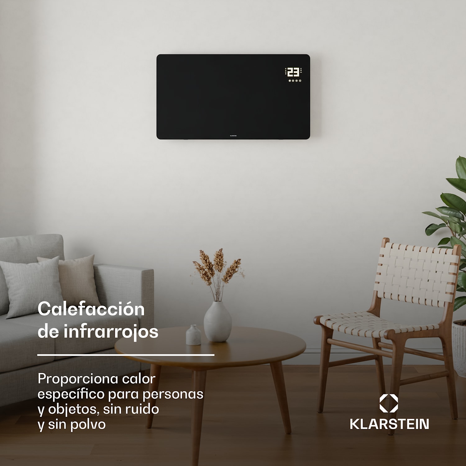 Wonderglass panel infrarrojo | 480 W | 7 - 14 m² | Diseño moderno de vidrio | 90 cm x 58 cm 480 W | Negro