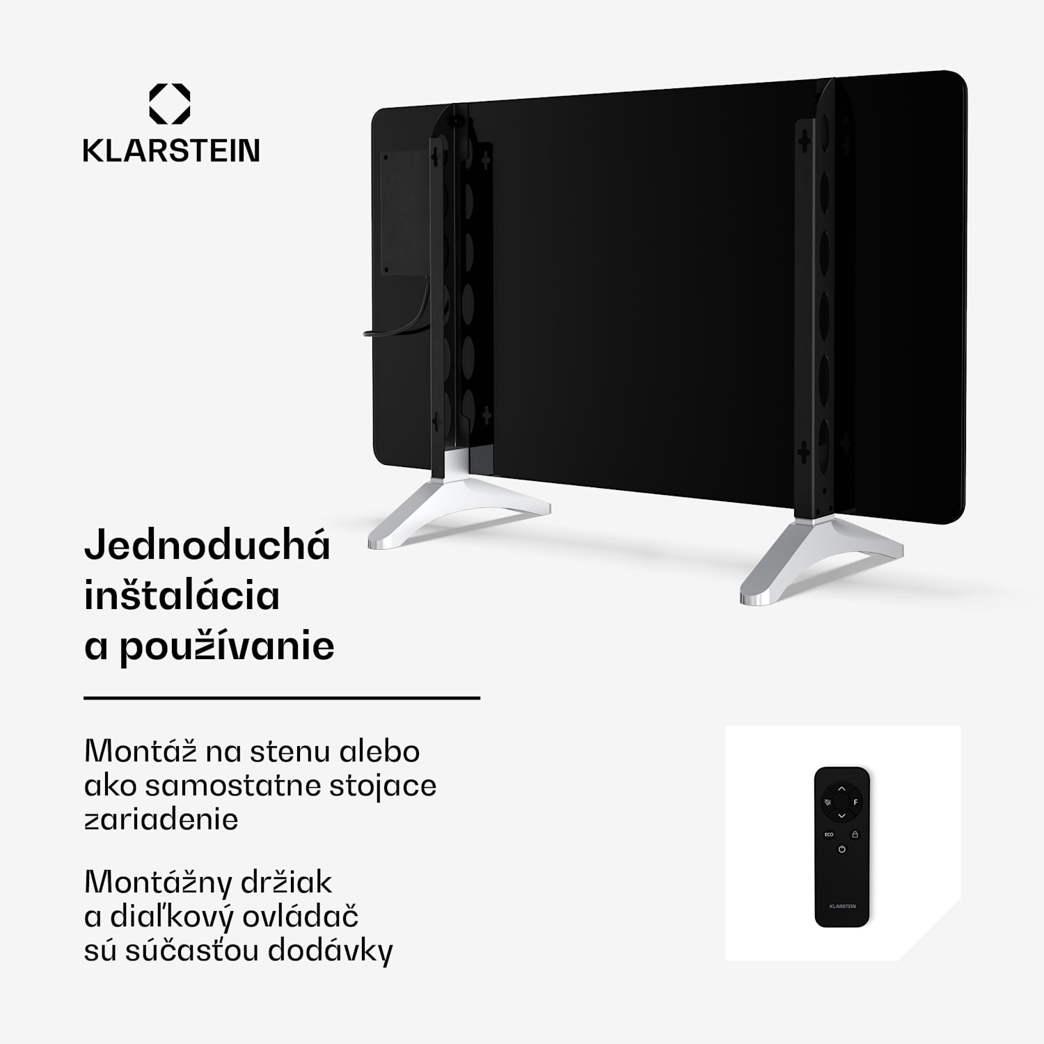 Wonderglass infračervený panel | 480 W | 7 - 14 m² | Moderný sklenený dizajn | 90 cm x 58 cm 480 W | Čierna