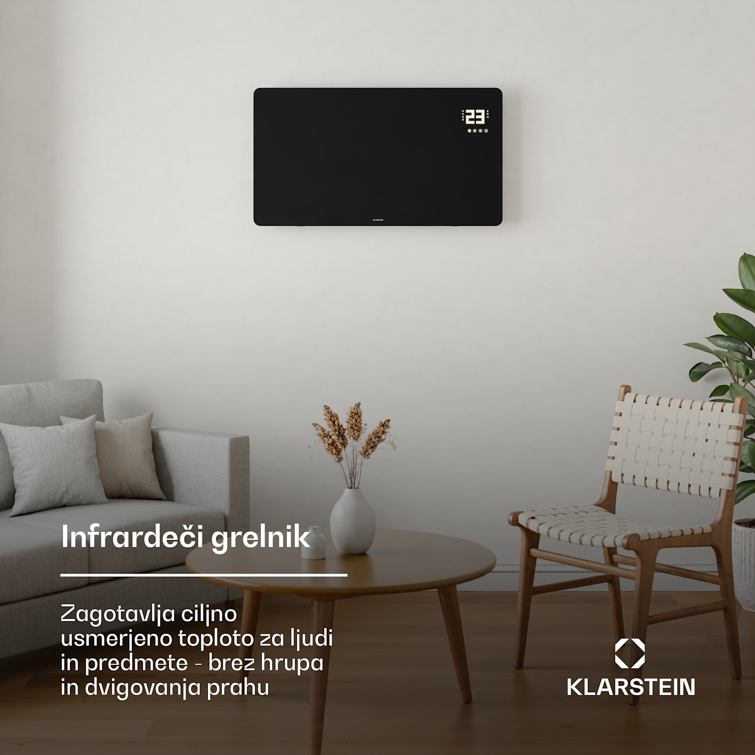 Wonderglass infrardeča plošča | 480 W | 7 - 14 m² | Moderna steklena zasnova | 90 cm x 58 cm 480 W | Črna